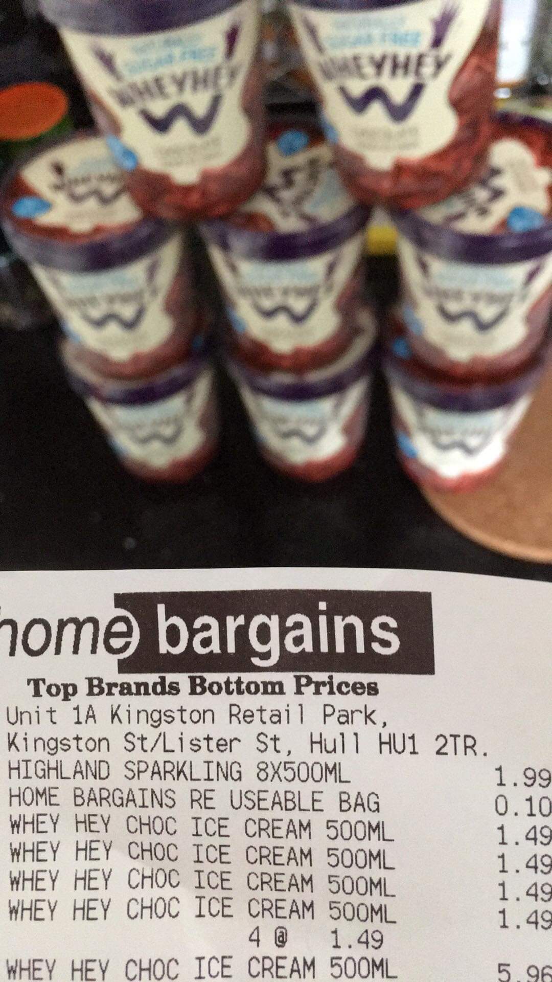 Whey Hey chocolate ice cream £1.49 in Home Bargains only 5g carbs per