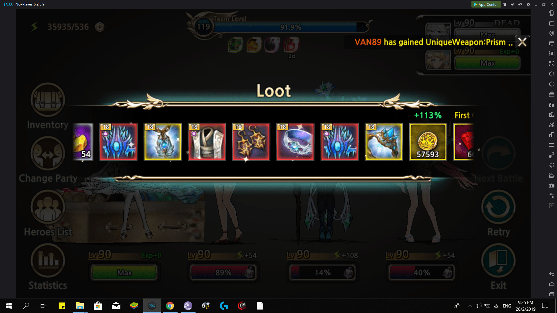 Finally cleared 923 with low uw* magic comp Kings_Raid