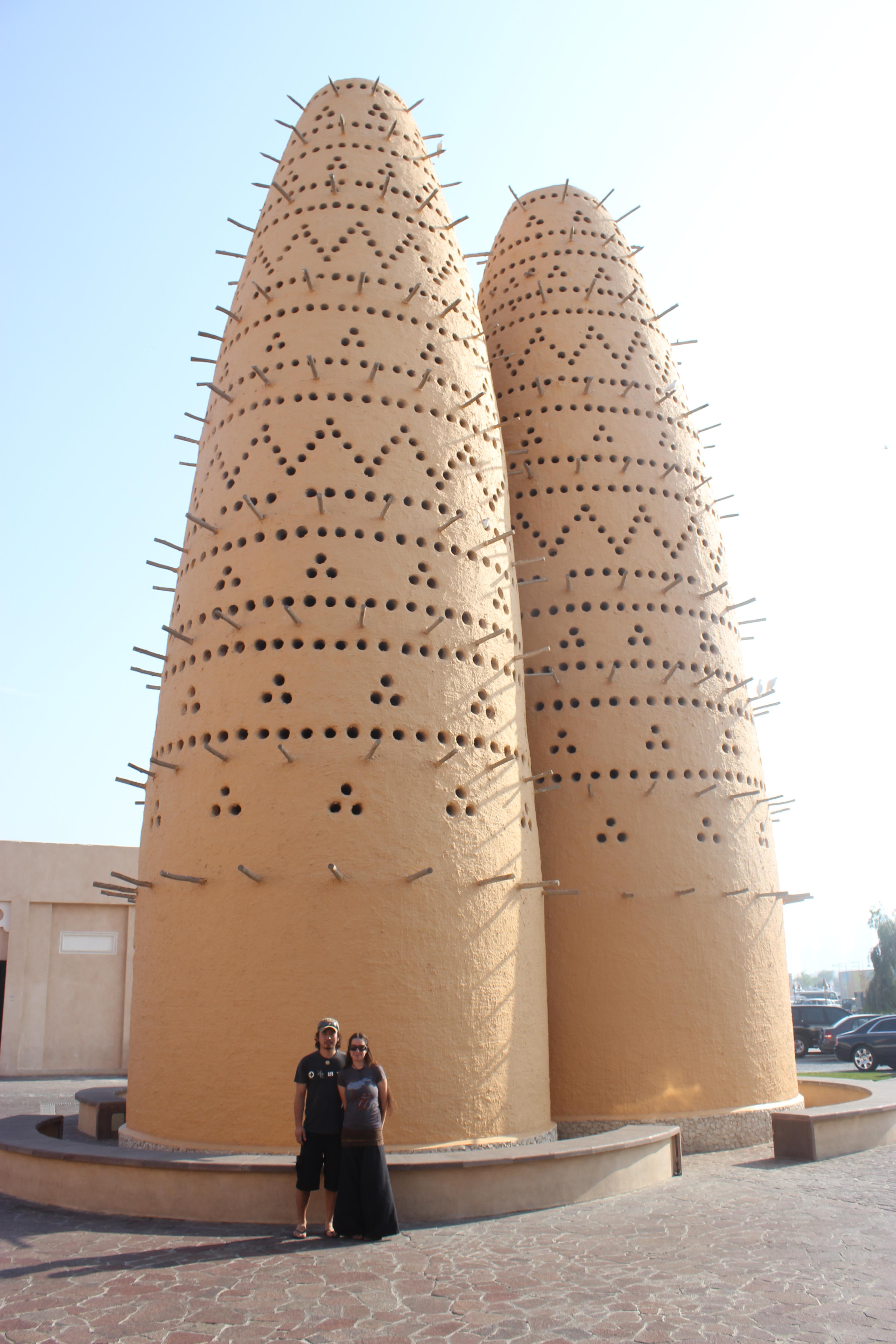 Giant clay bird houses in Qatar keep birds cool in the desert heat of