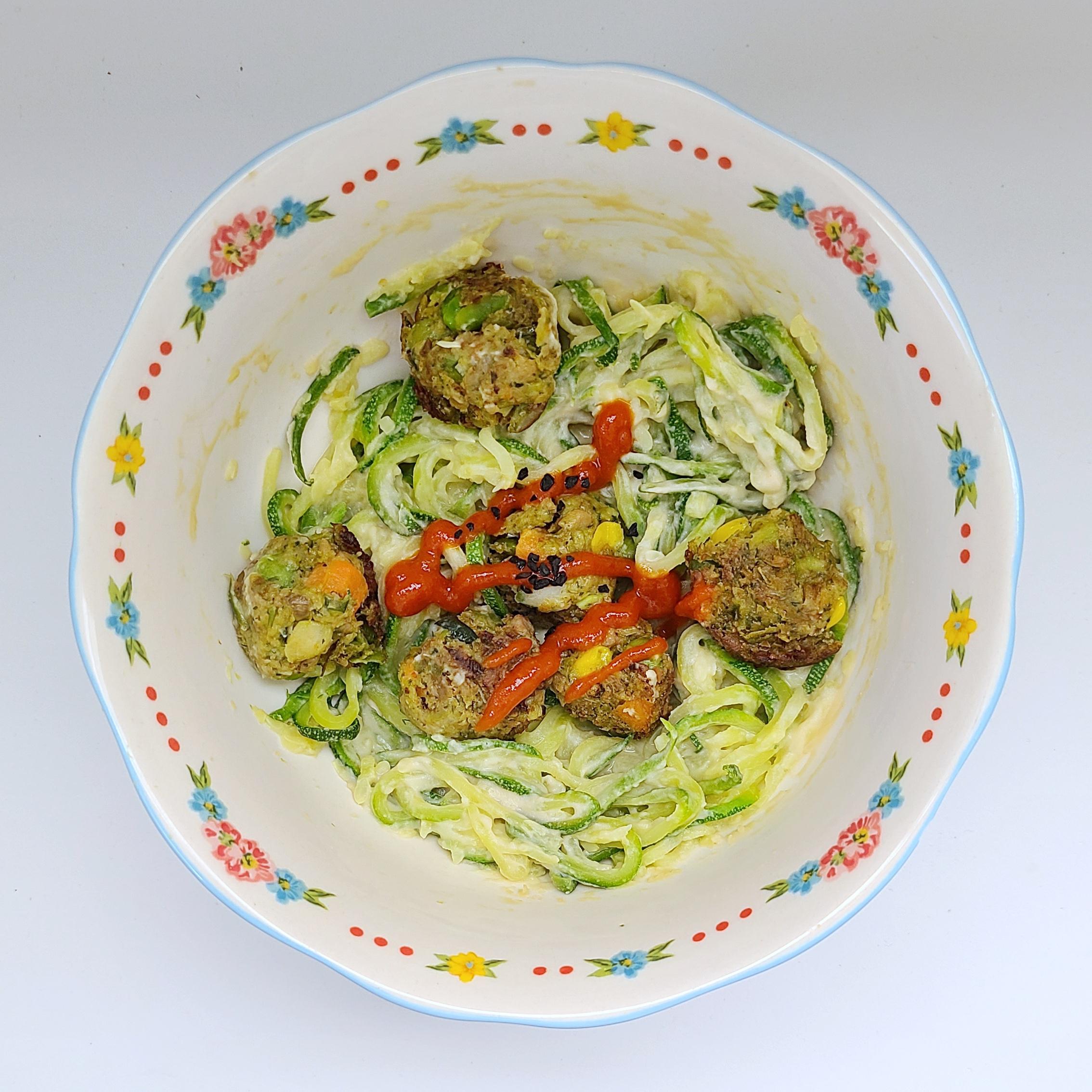 Literally 5 minute, super healthy tasty zoodle bowl for lunch, all TJs