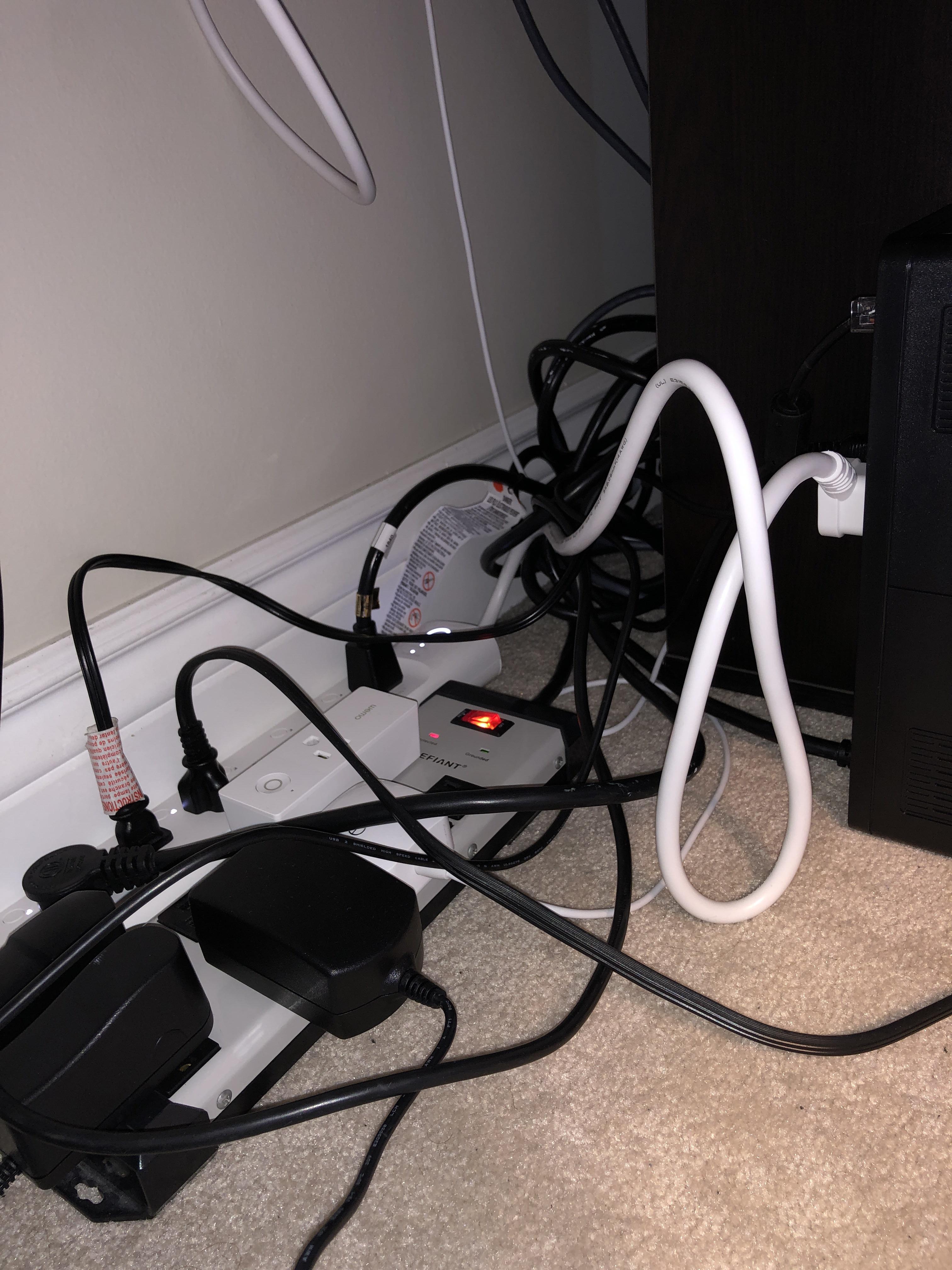 I have a UPS plugged into the wall, and a smart surge protector plugged