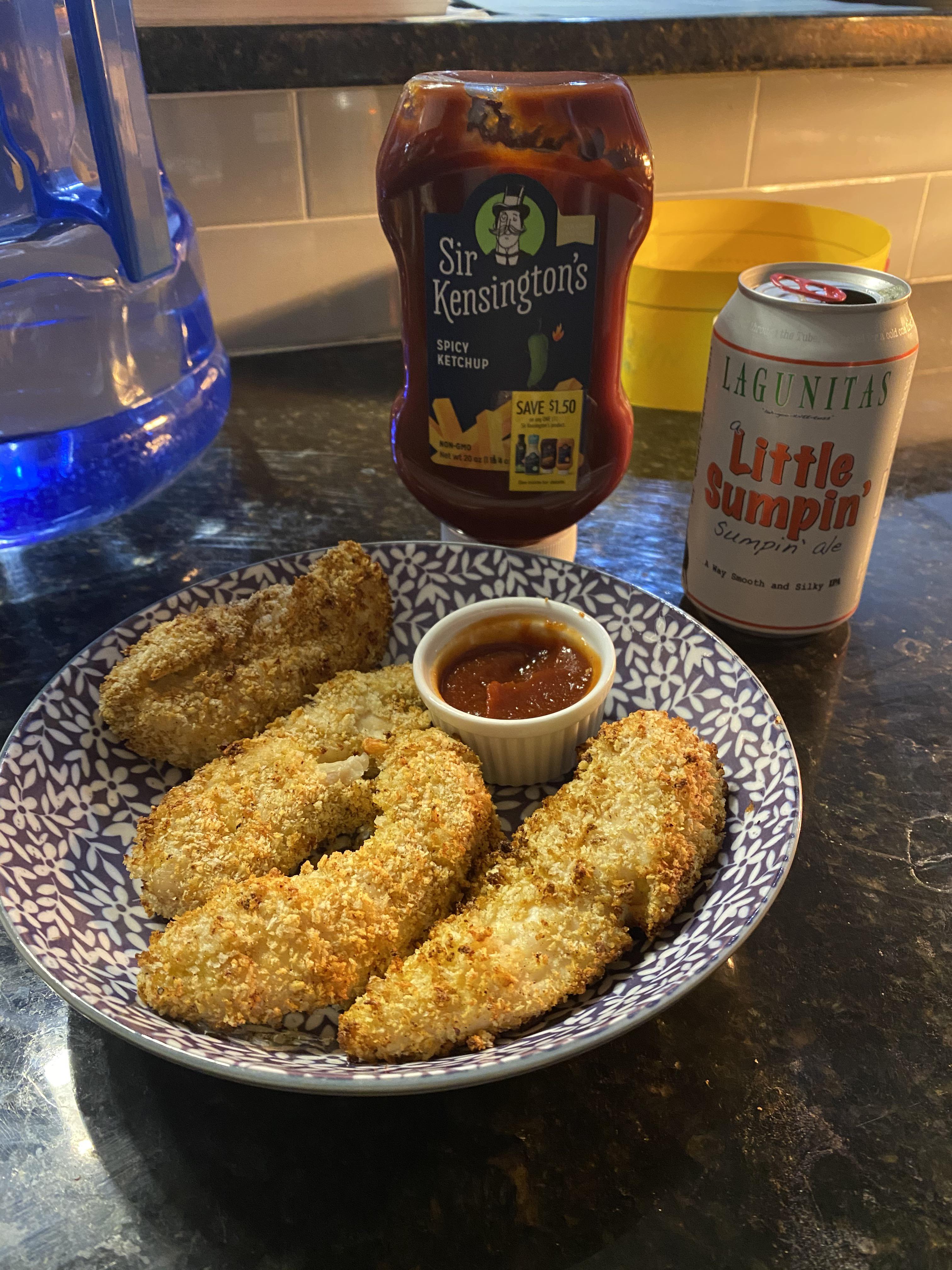 Panko Crusted Chicken Tenders. First time using the air fryer. Wife