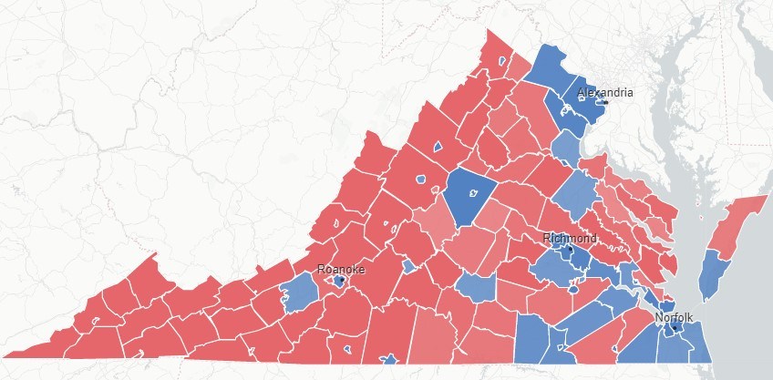 Map of Virginia Presidential Election Results 2020 Virginia