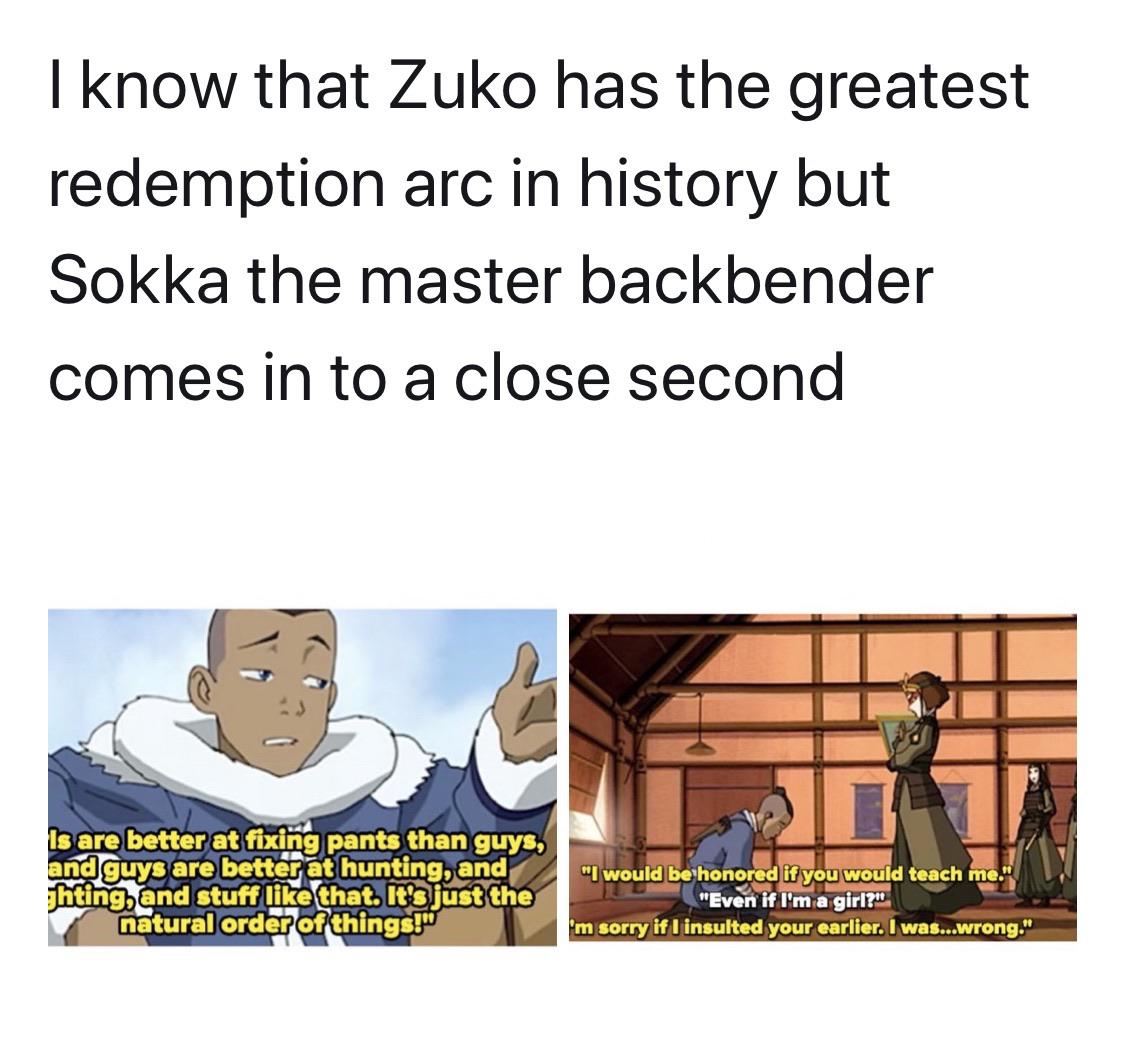 Sokka the master backbender r/TheLastAirbender