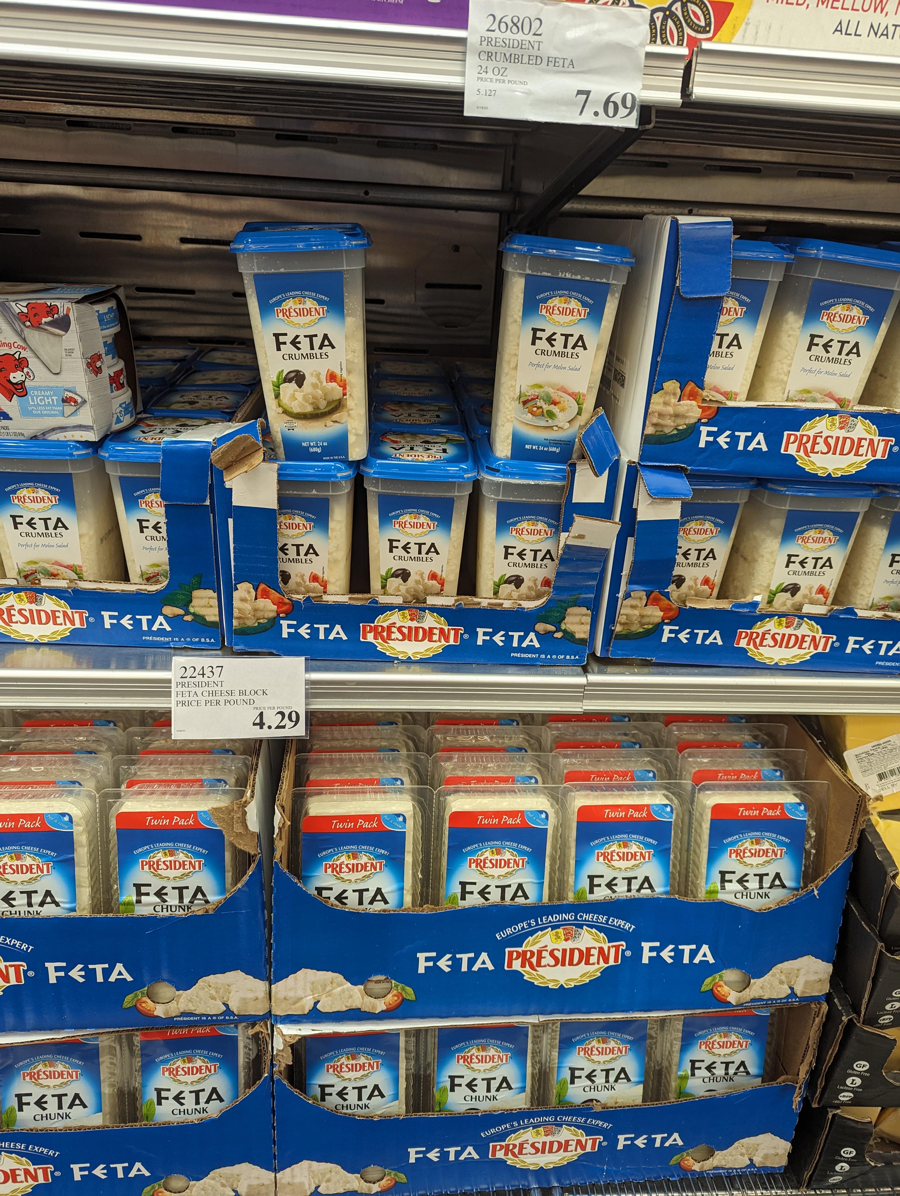 I've found the feta packaging on lower shelf is prone to cracking
