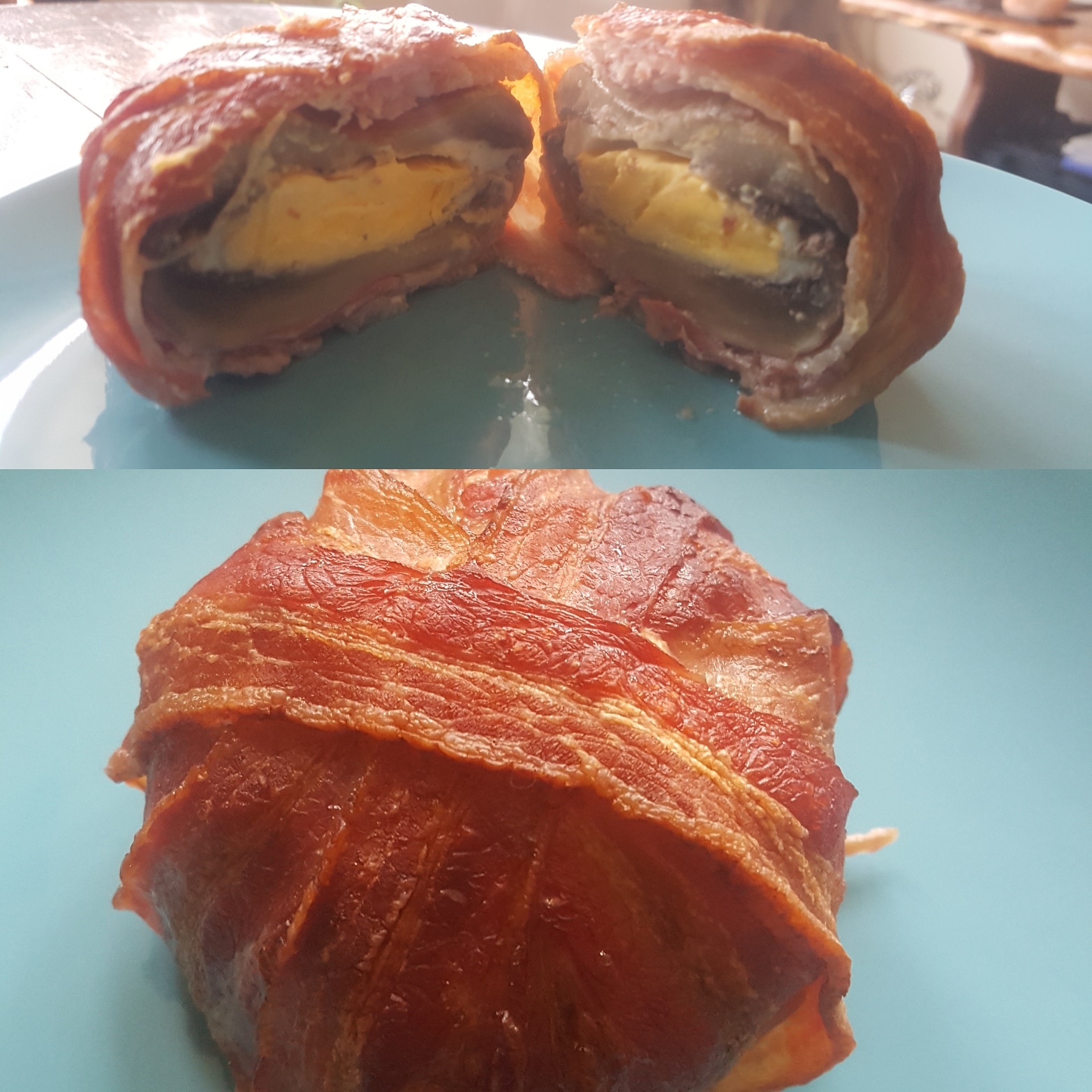 [I ate] and made a large flat mushroom with egg in, wrapped up in
