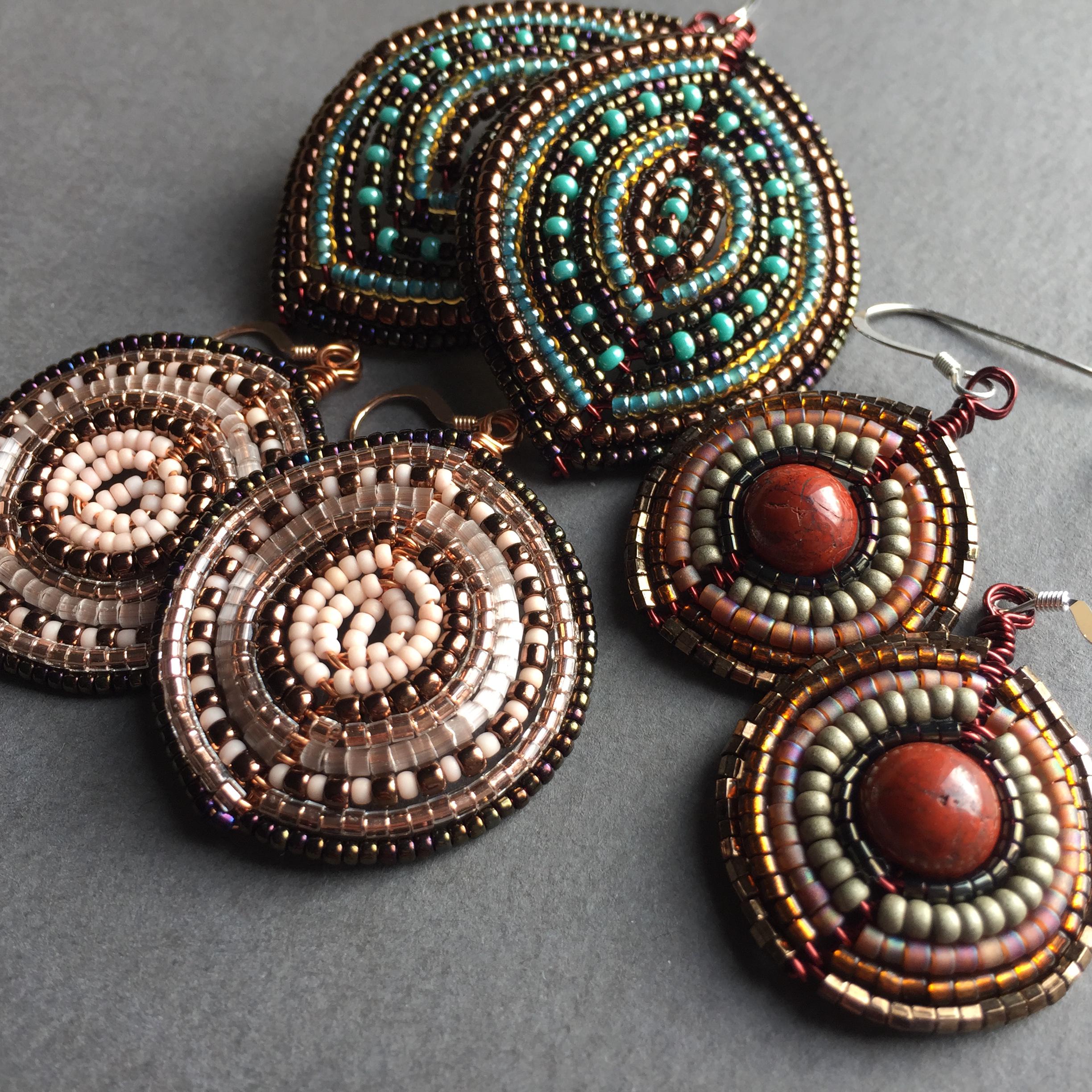 Some of my recent bead+wire earrings r/Beading