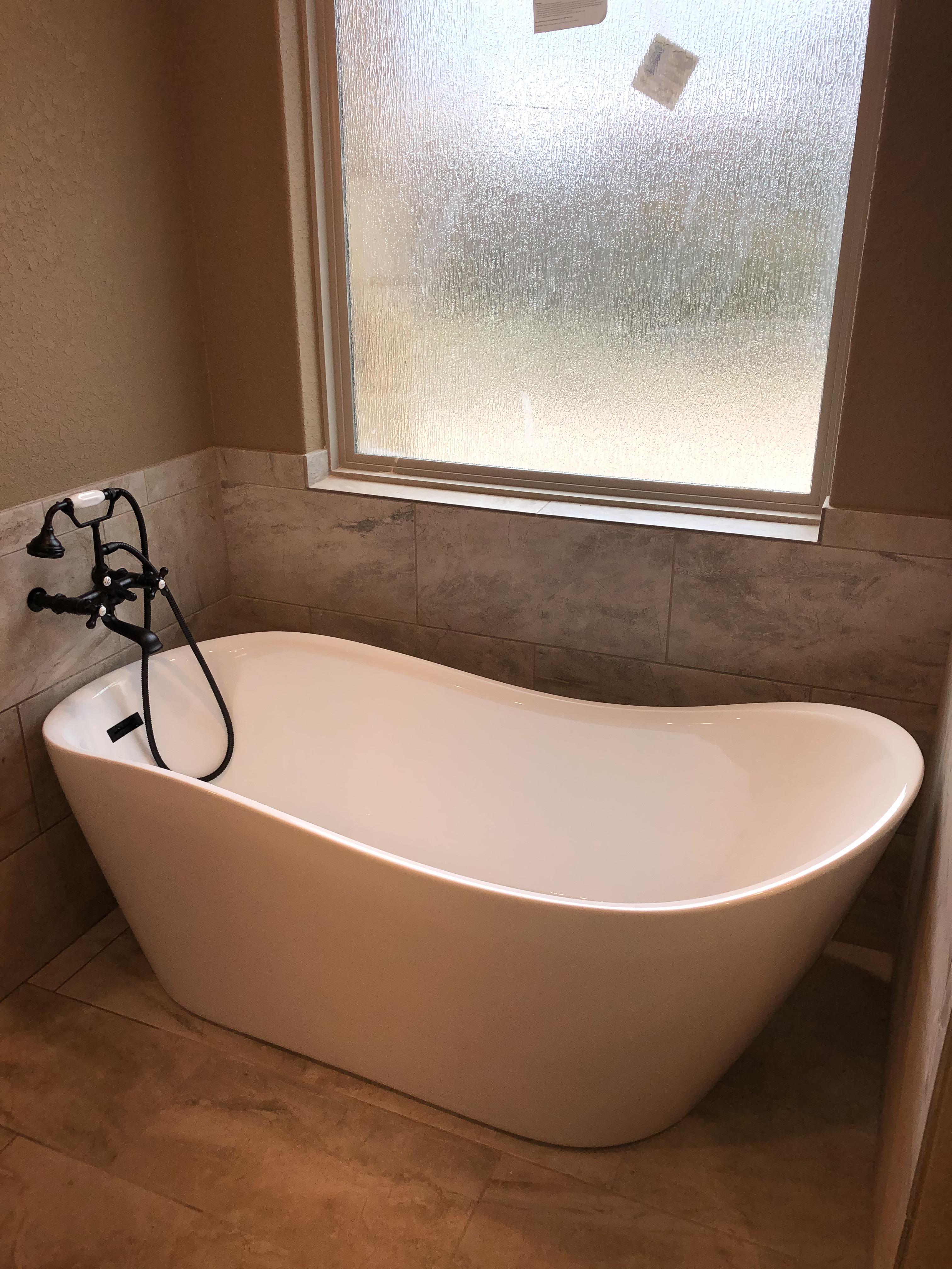 How To Plumb A Freestanding Tub A free standing tub that roughed in as well as the wall mounted faucet