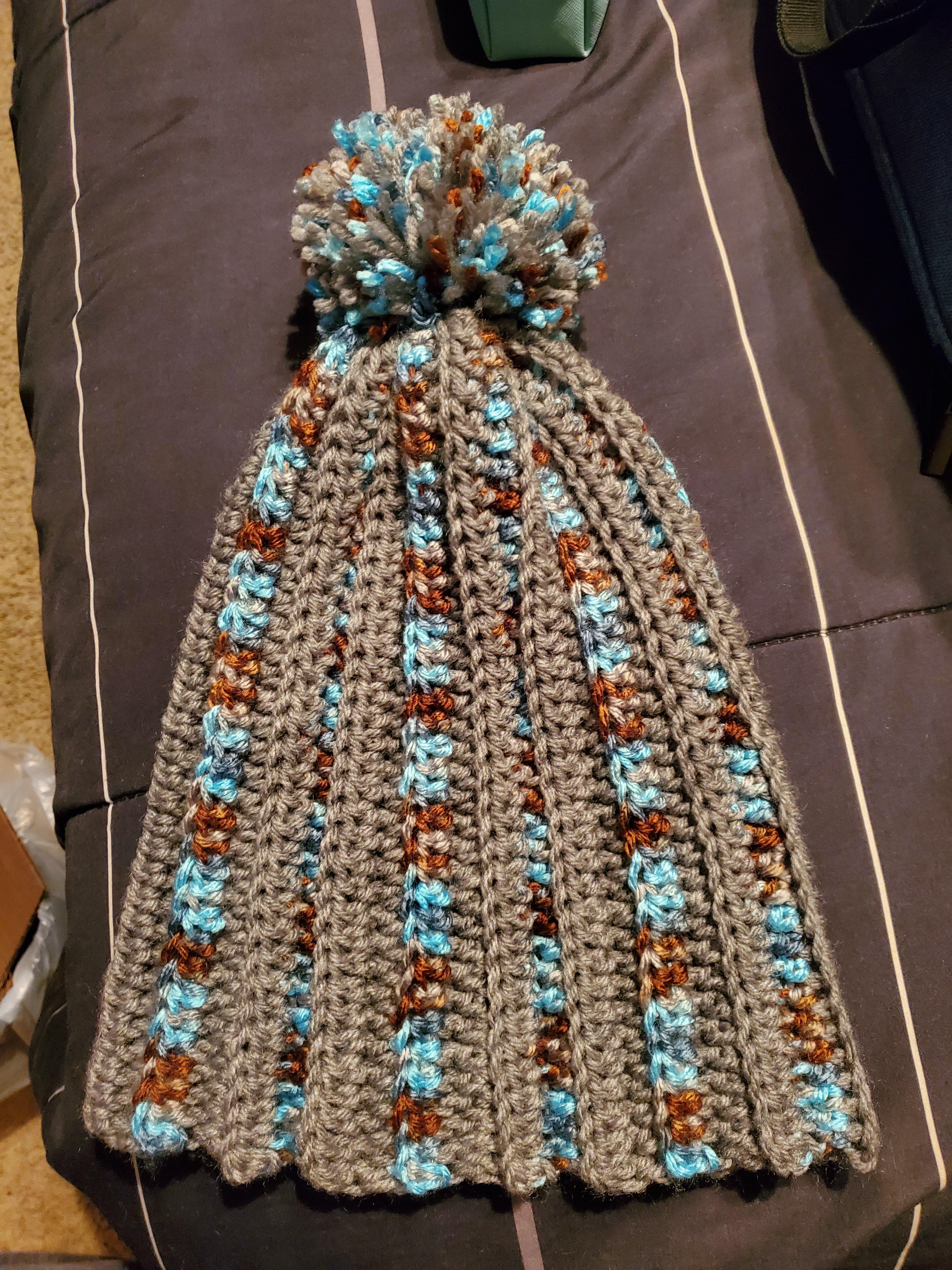Freshly finished hat. Wanted to try my new Furls Swirl hook, noticed my