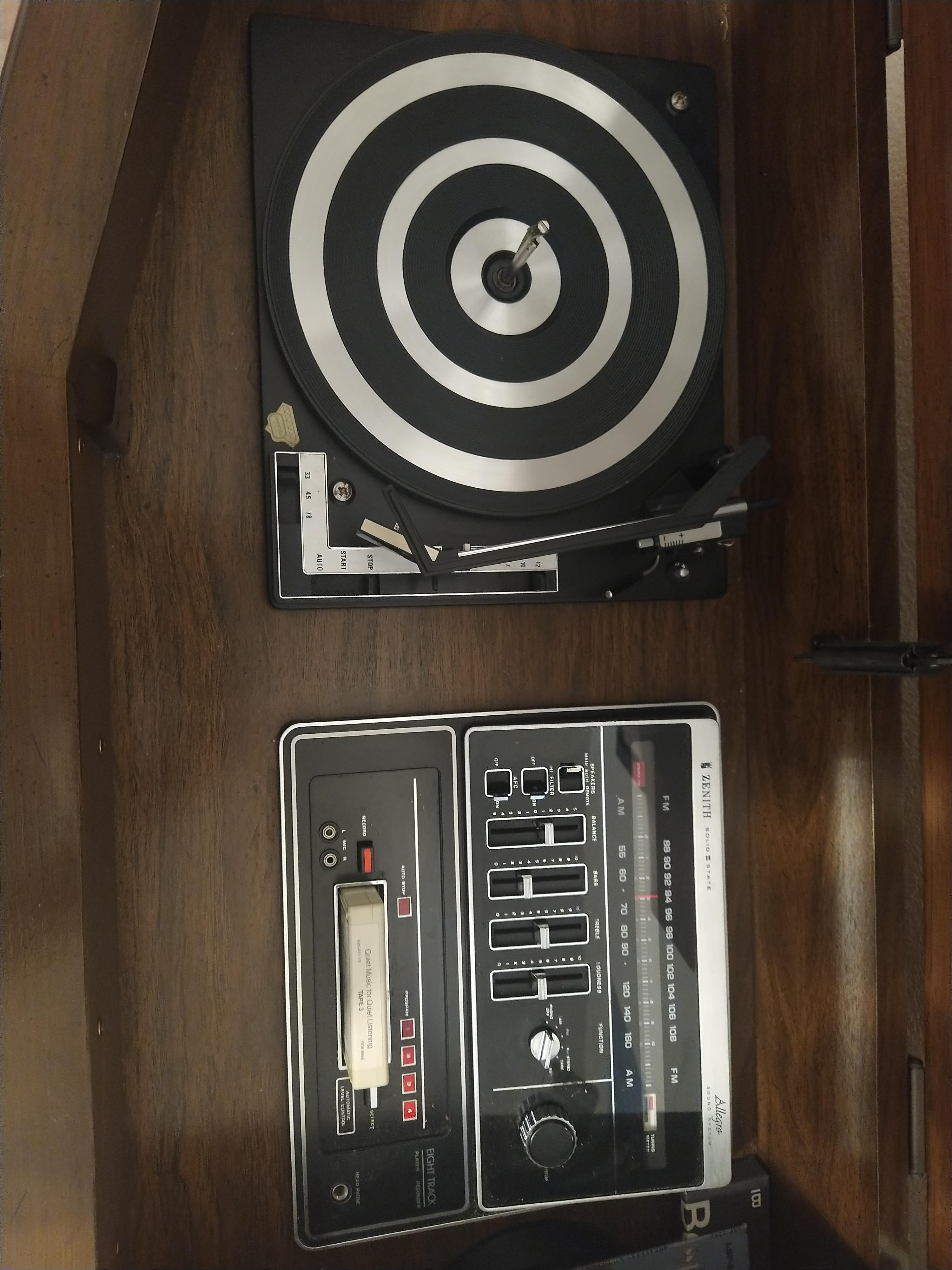 My Zenith Allegro stereo record player and 8 track. All parts work