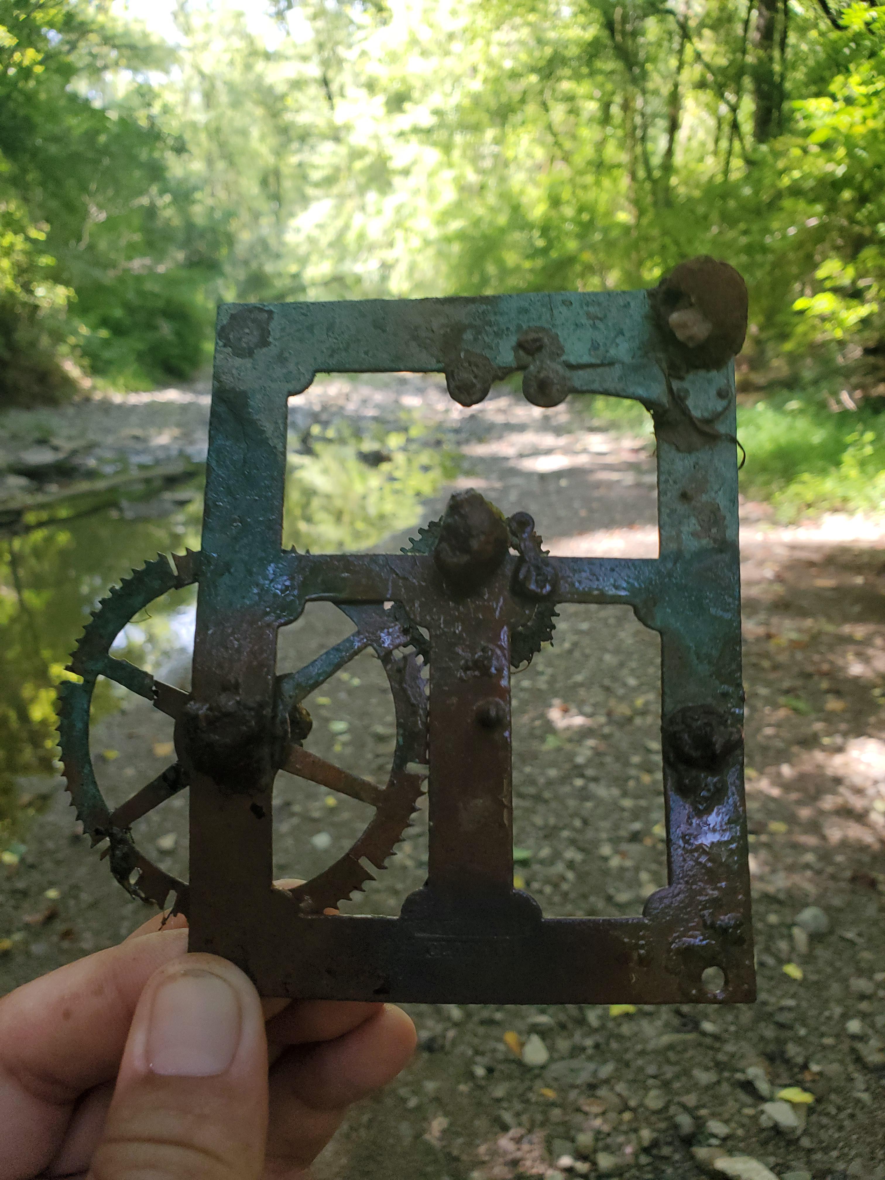 1857 Waterbury Clock Co. 01 clock innards. Found during creek walk in