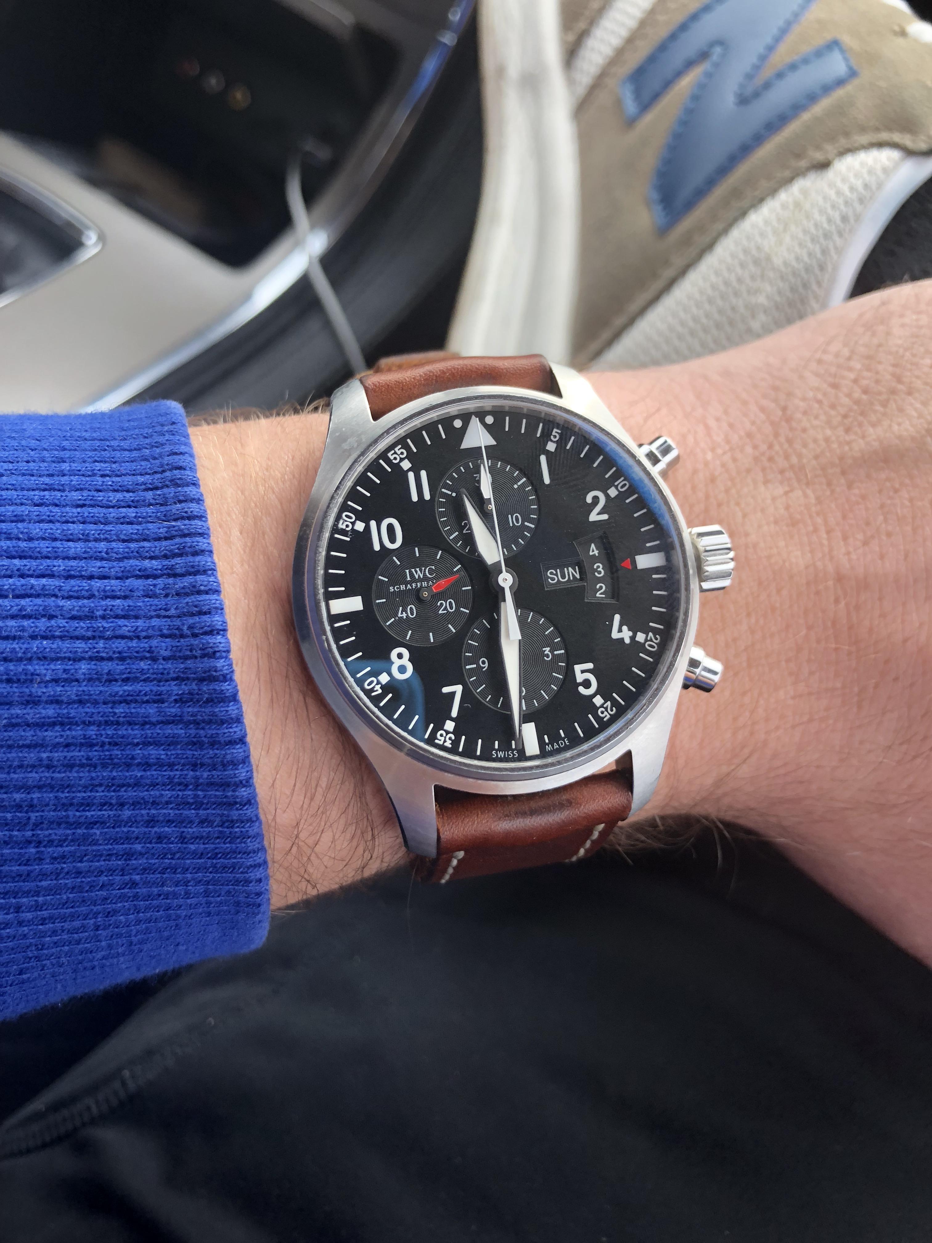 [IWC Pilot Chronograph] My first automatic on a custom horween leather