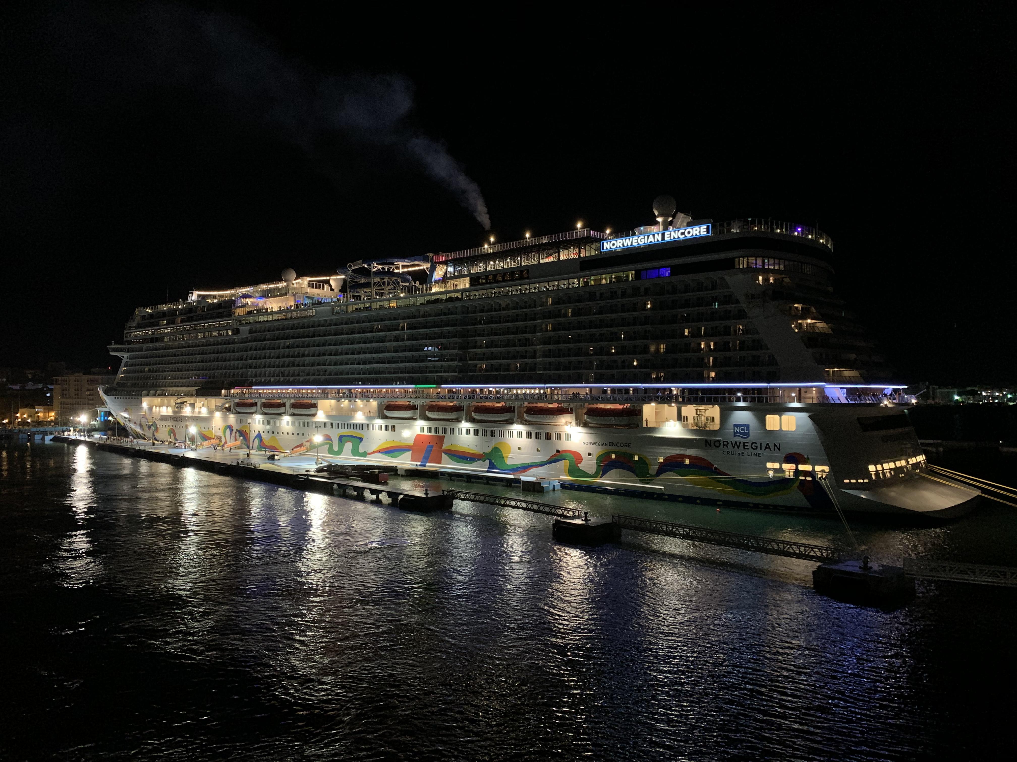 The Norwegian Encore docked at San Juan. Cruise
