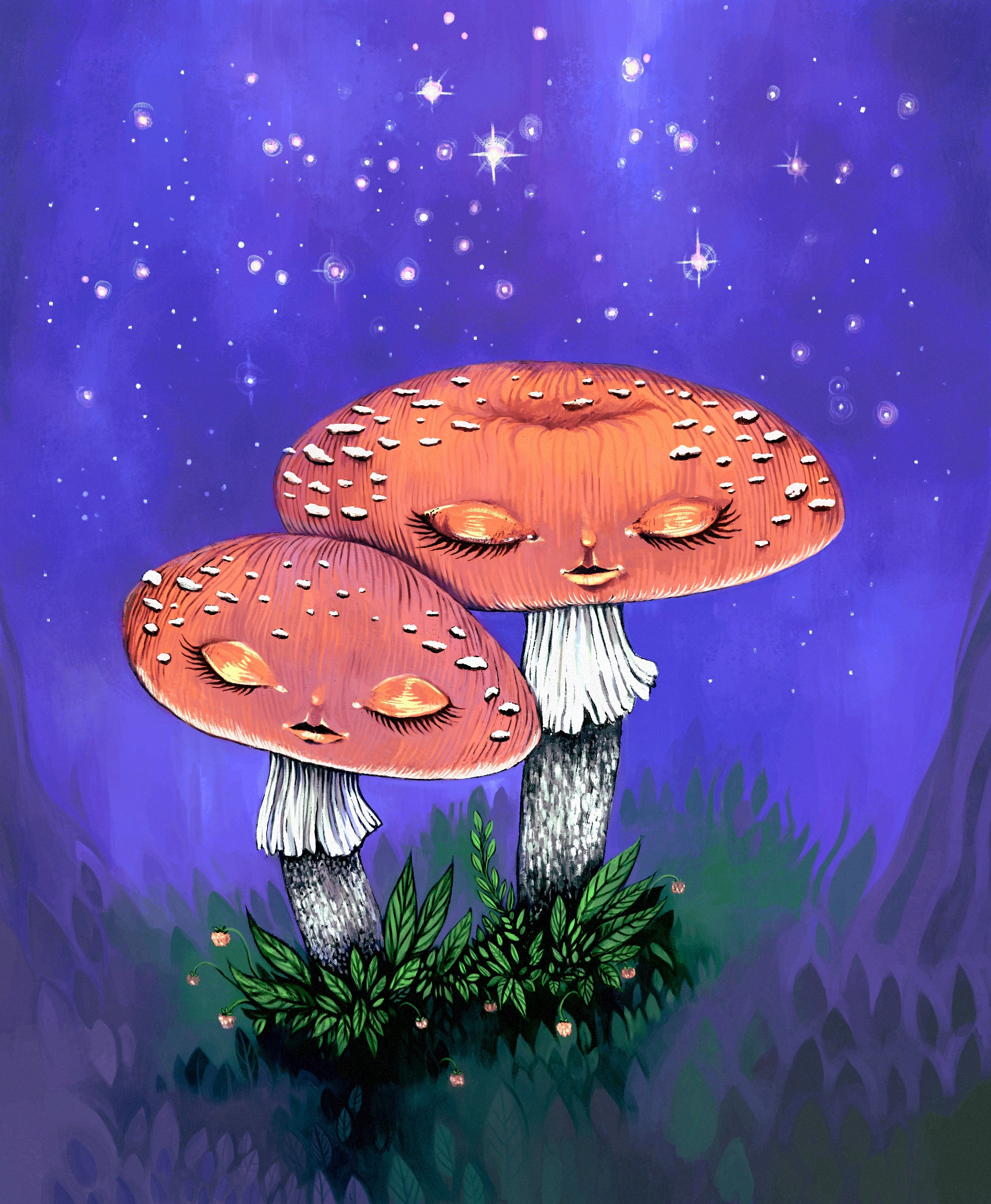 Sleepy Mushrooms, me, 2020 r/Art
