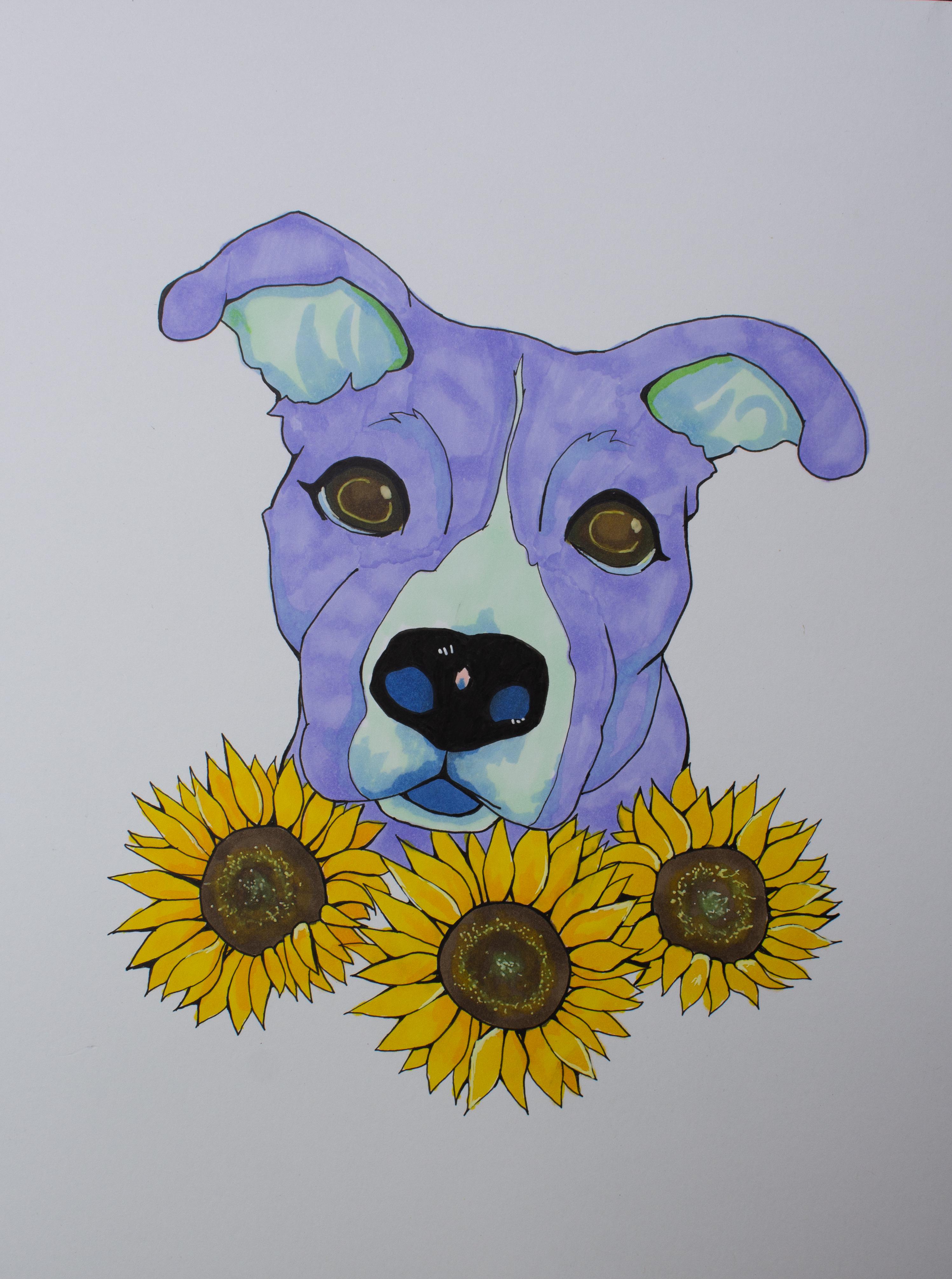 A Portrait of Puppy! Made with markers and ink r/drawing