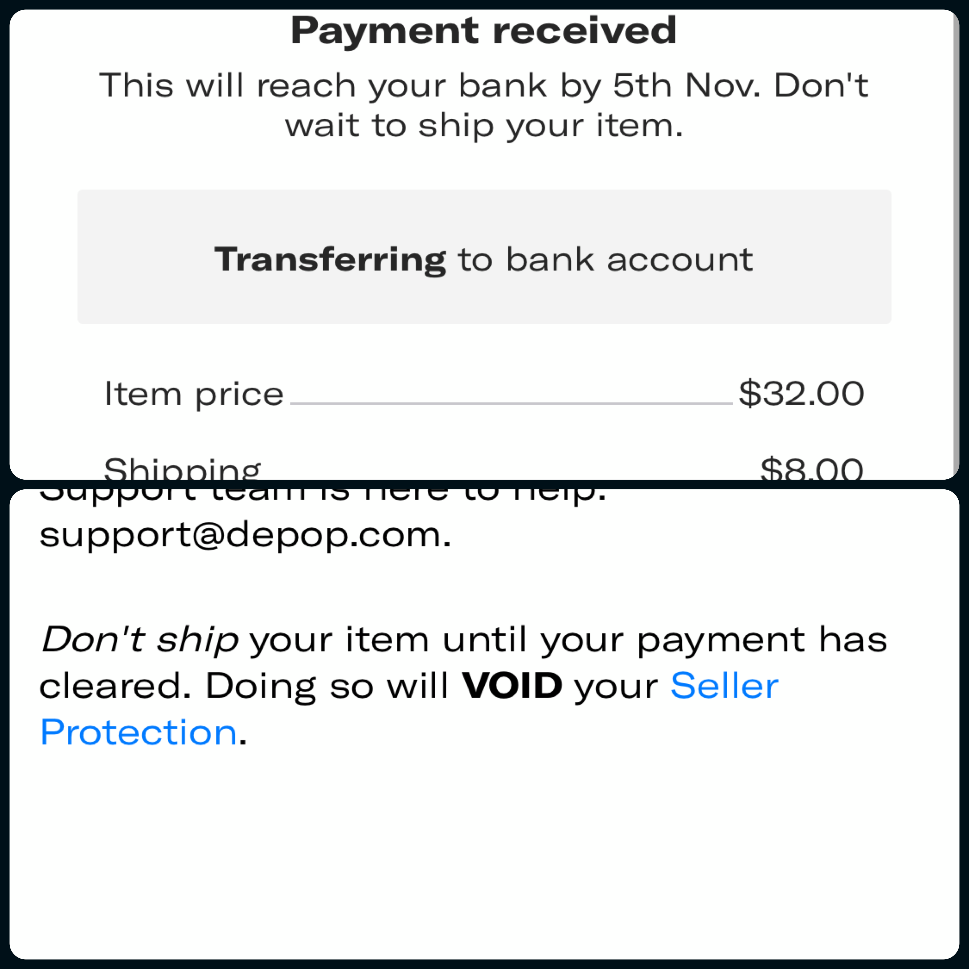 Was anyone else invited for the new payments? I sold something and it