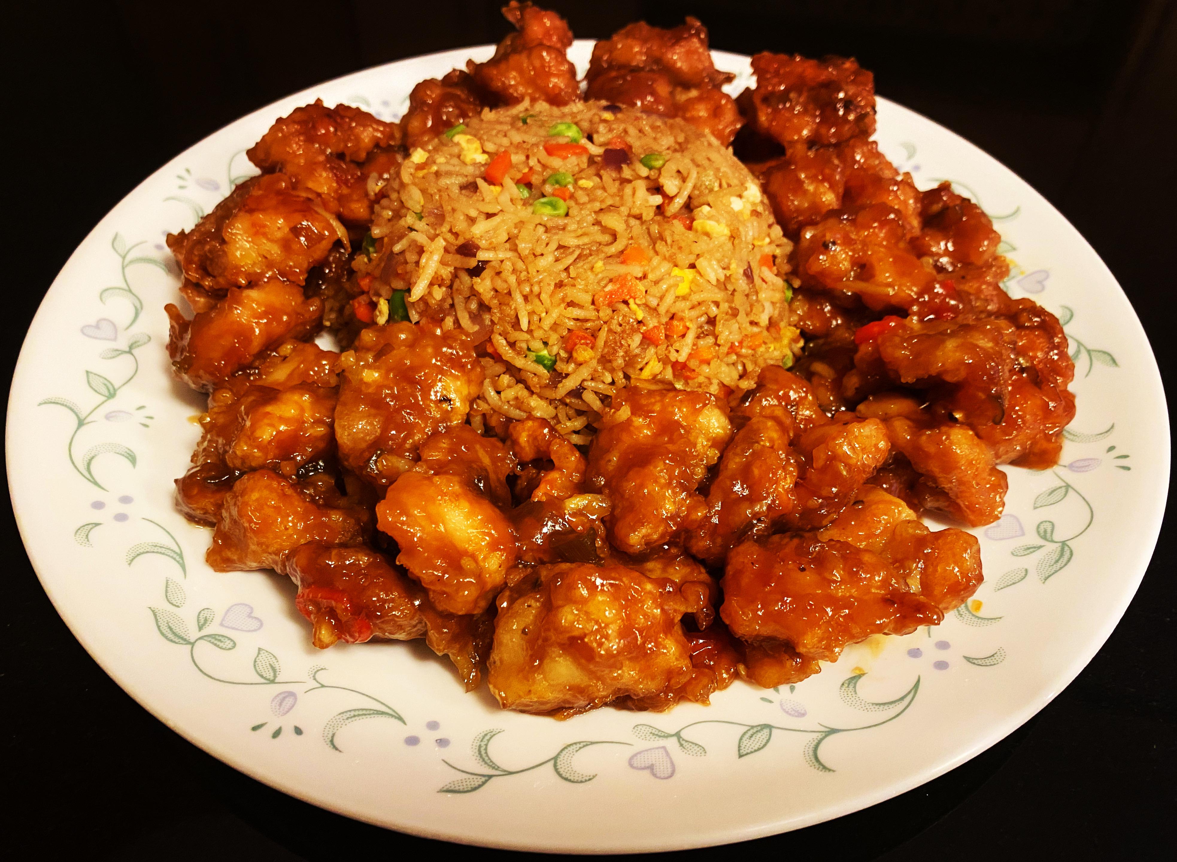 [Homemade] Orange Chicken and Fried Rice r/food