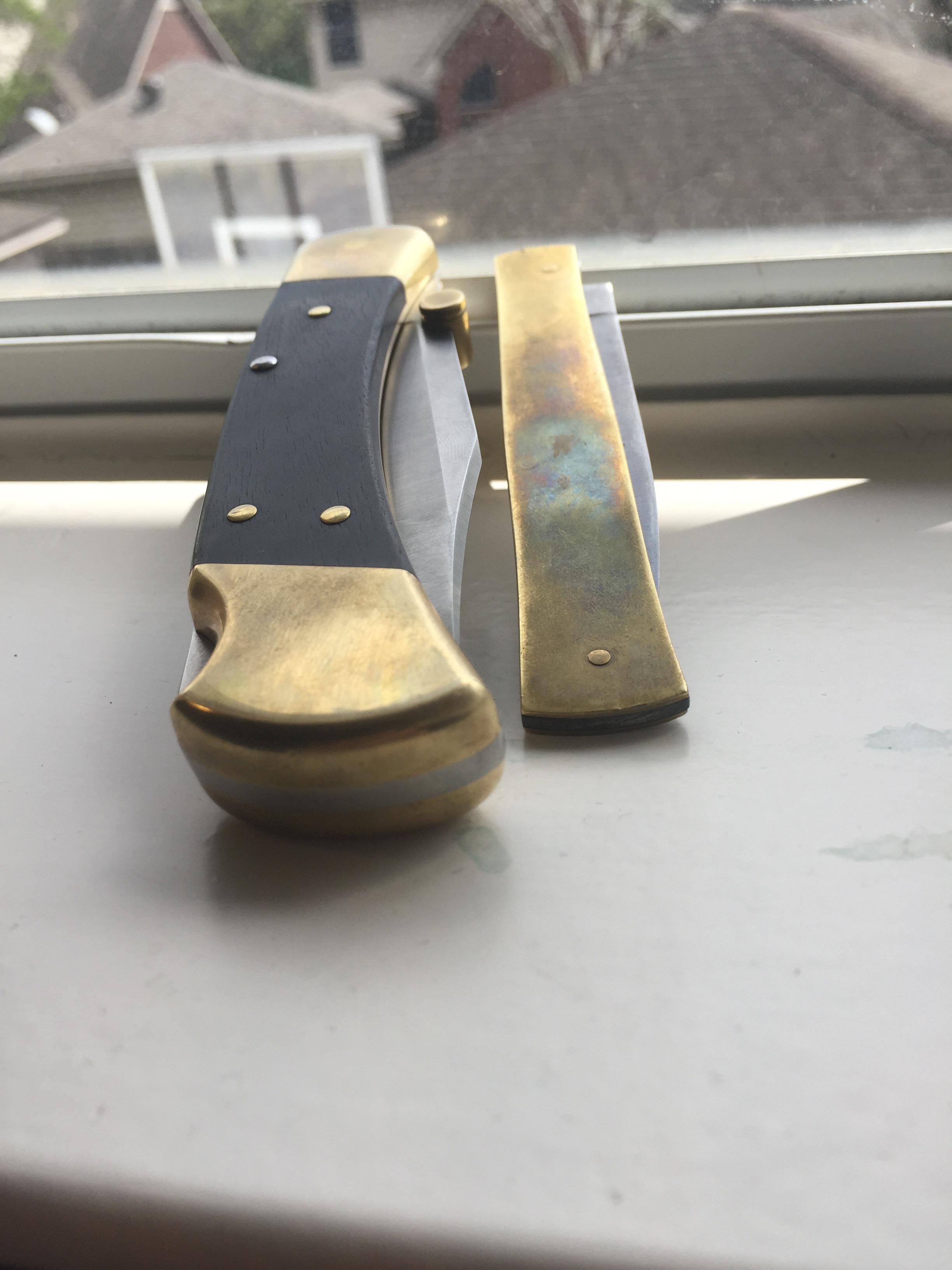 Brass patina is coming along r/knives
