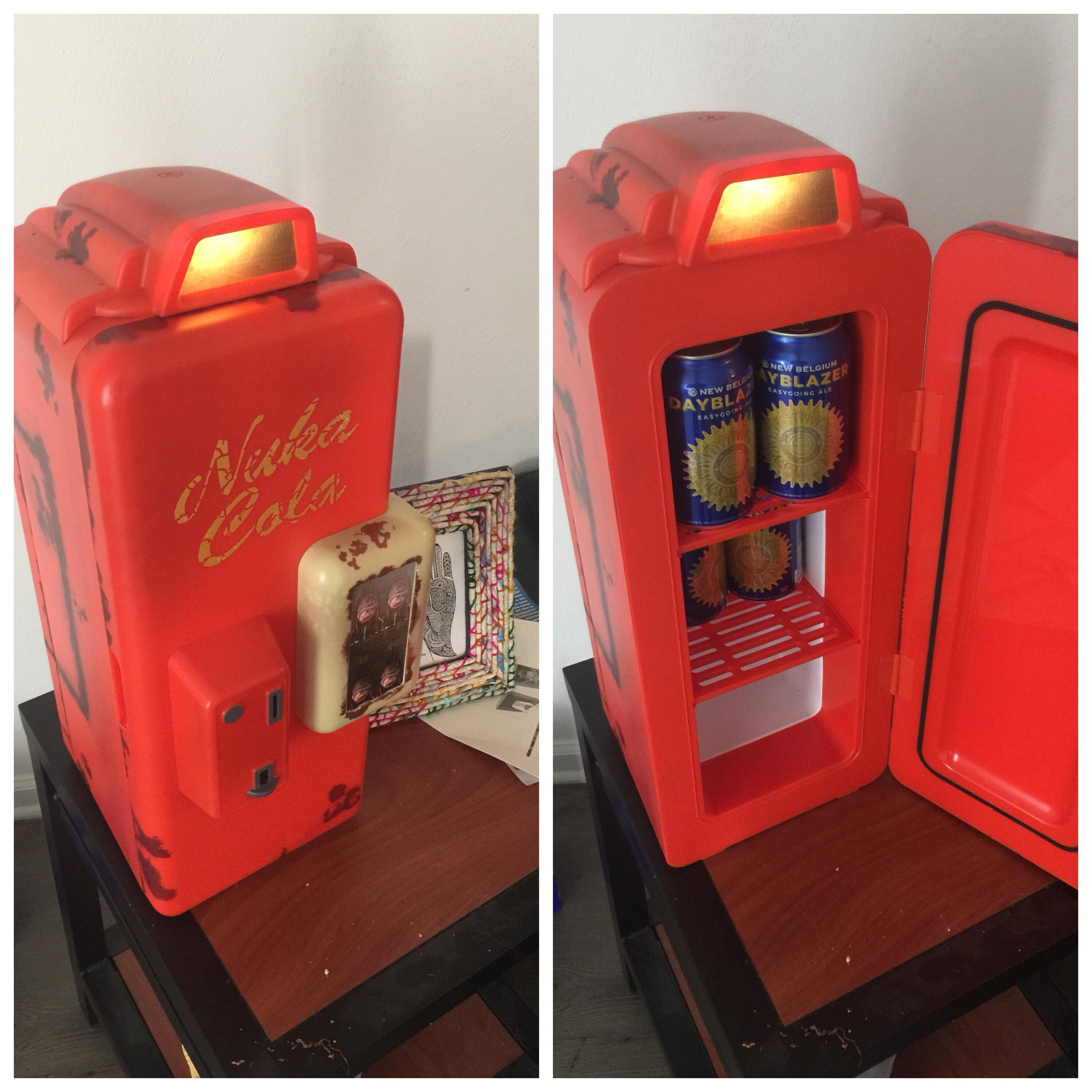 Sweet nuka cola fridge my girlfriend got me for my birthday r/fo4