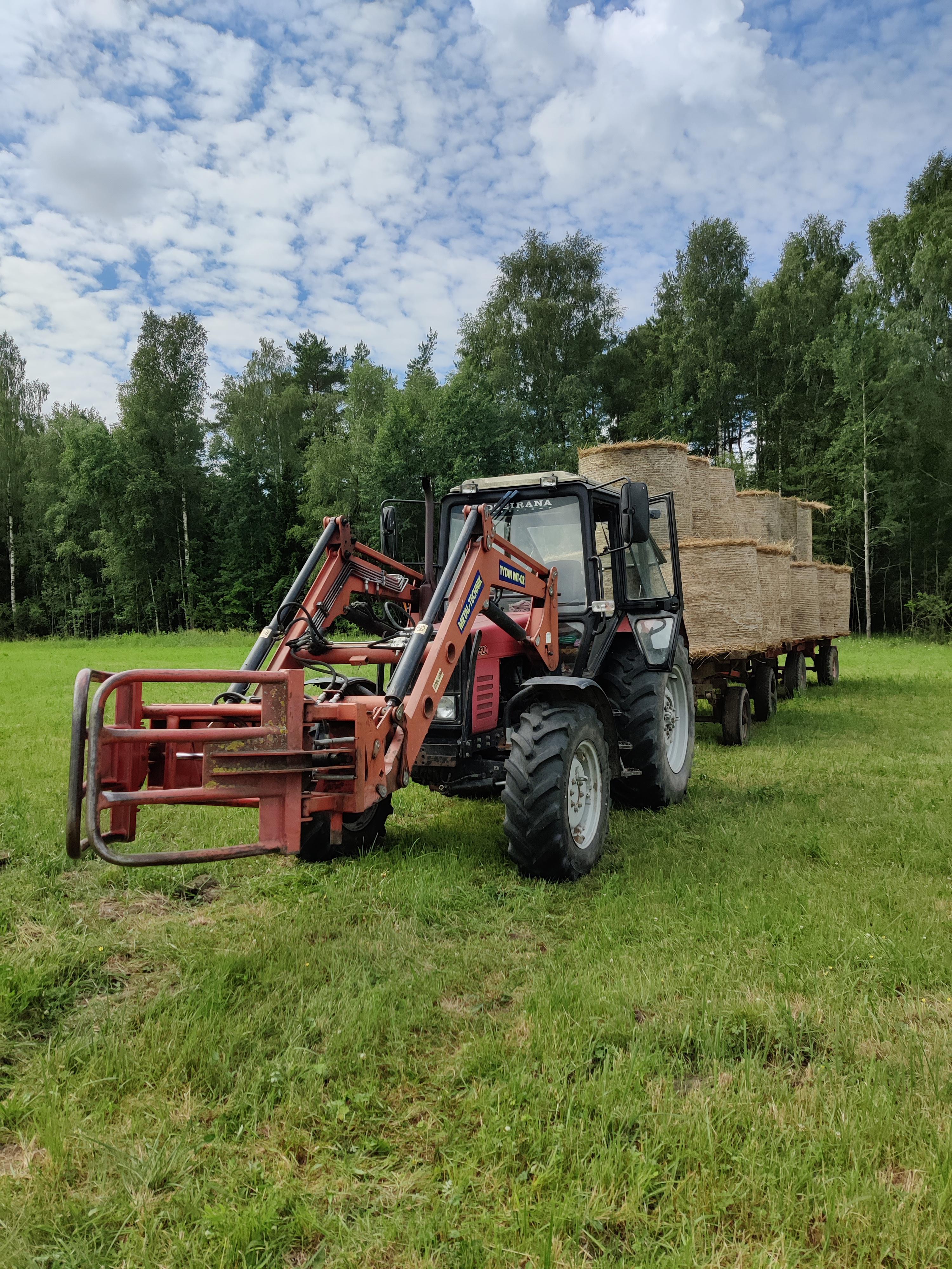 hauling hay bales tractors