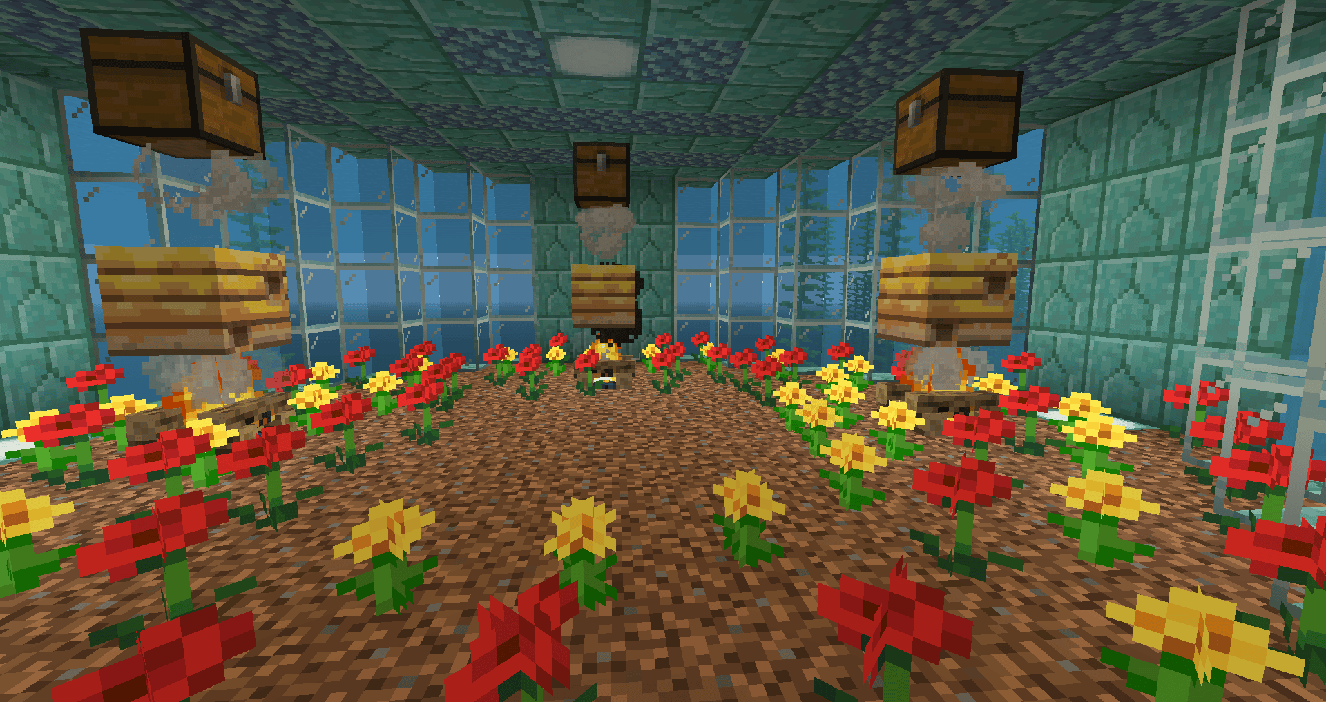 Me and my friend's underwater bee farm. Minecraft