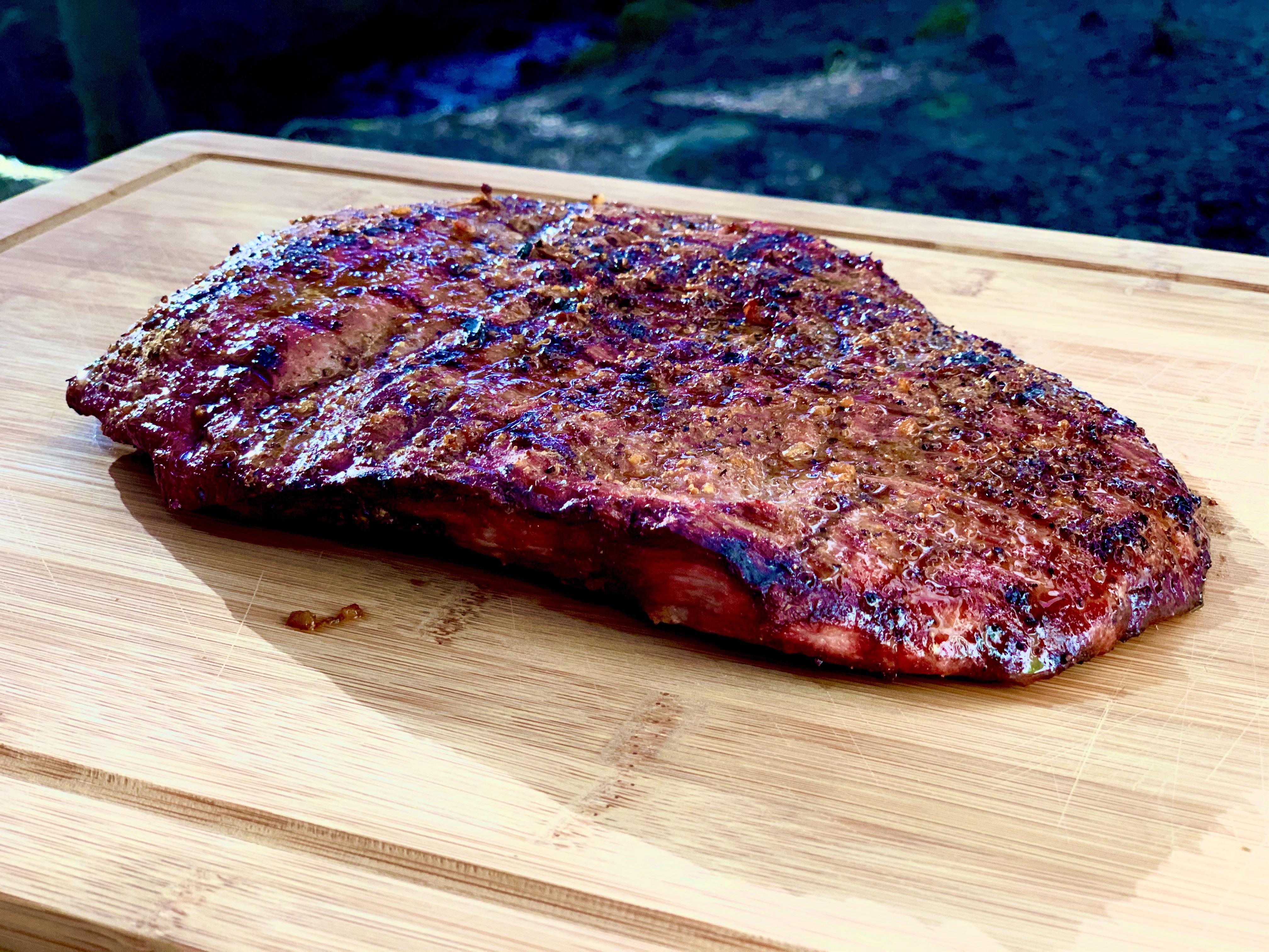 Cajun marinaded flank steak camp cooked r/FoodPorn
