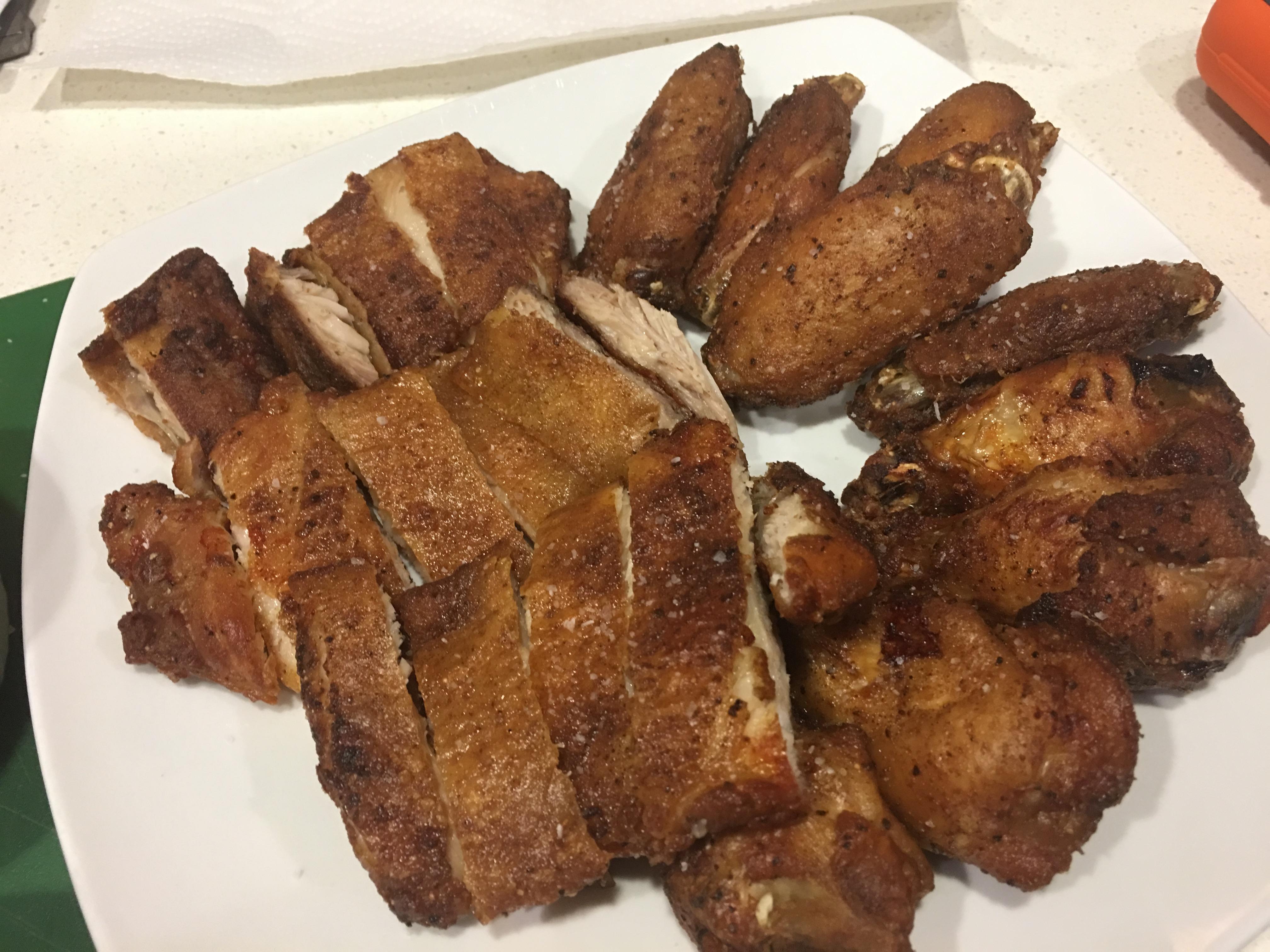 The Quest for Crispy Sauceless wings (Smoked and DuckFat Fried) r