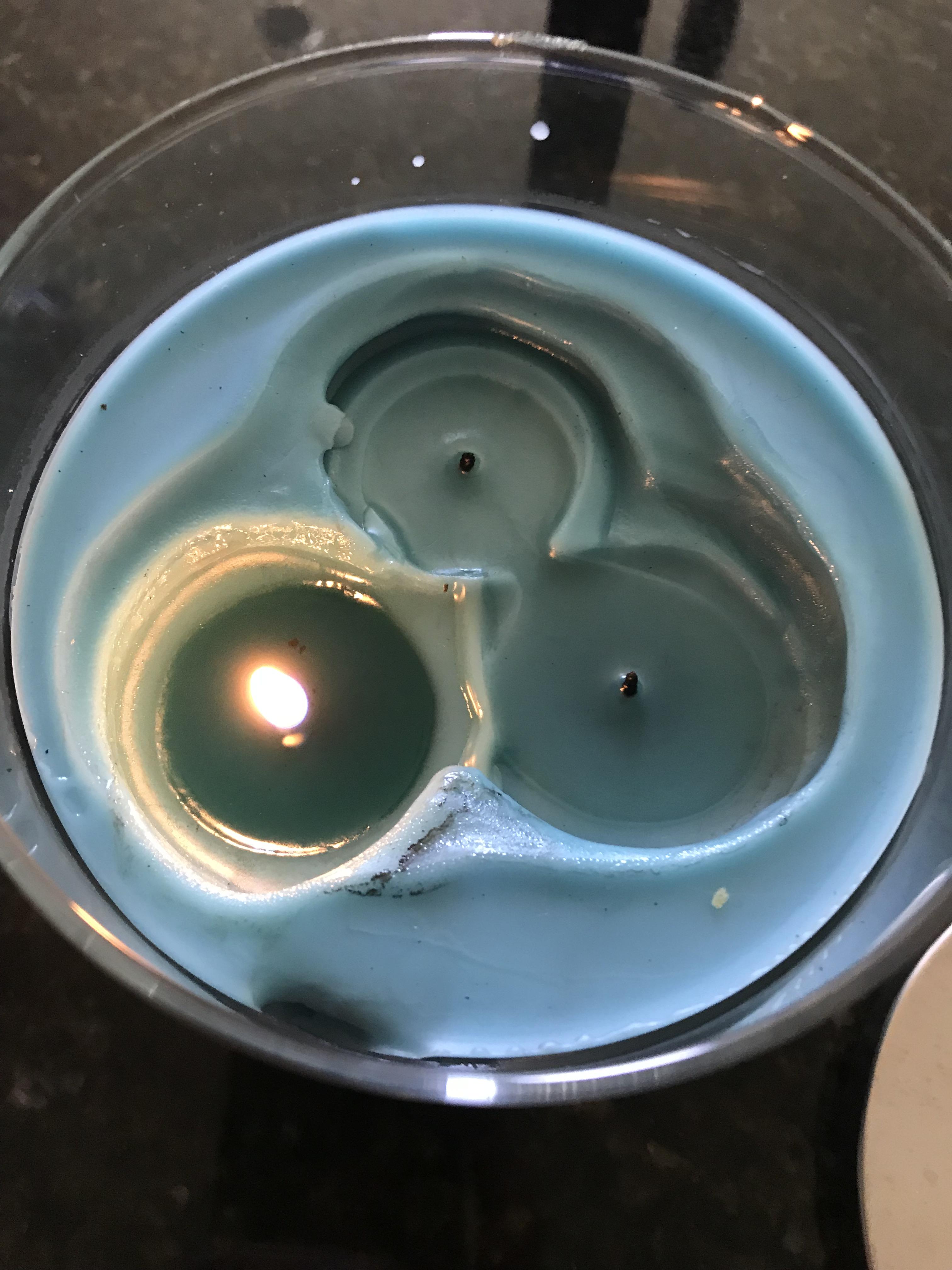 The wick in my candle burns faster than the wax, so the flame