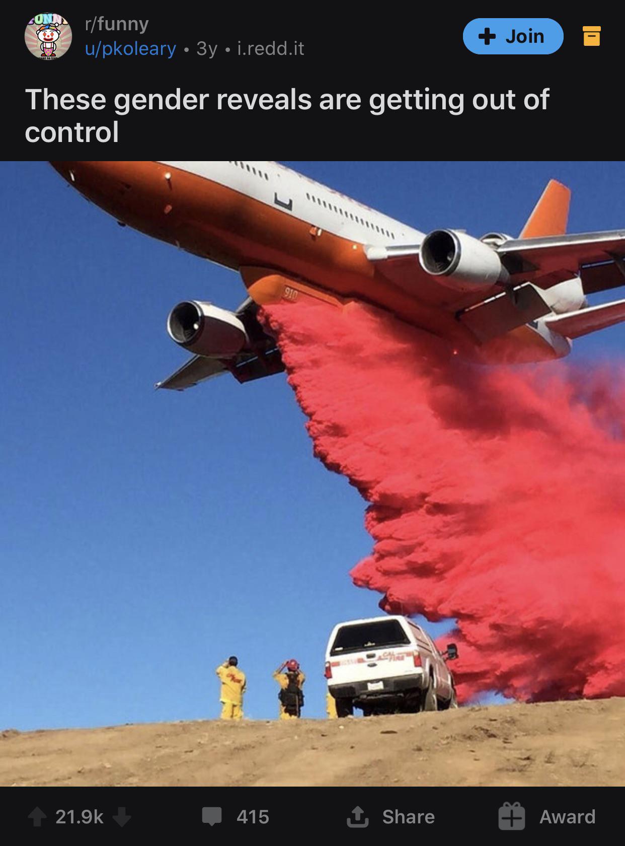 Gender reveal party joke from 2017 r/agedlikemilk