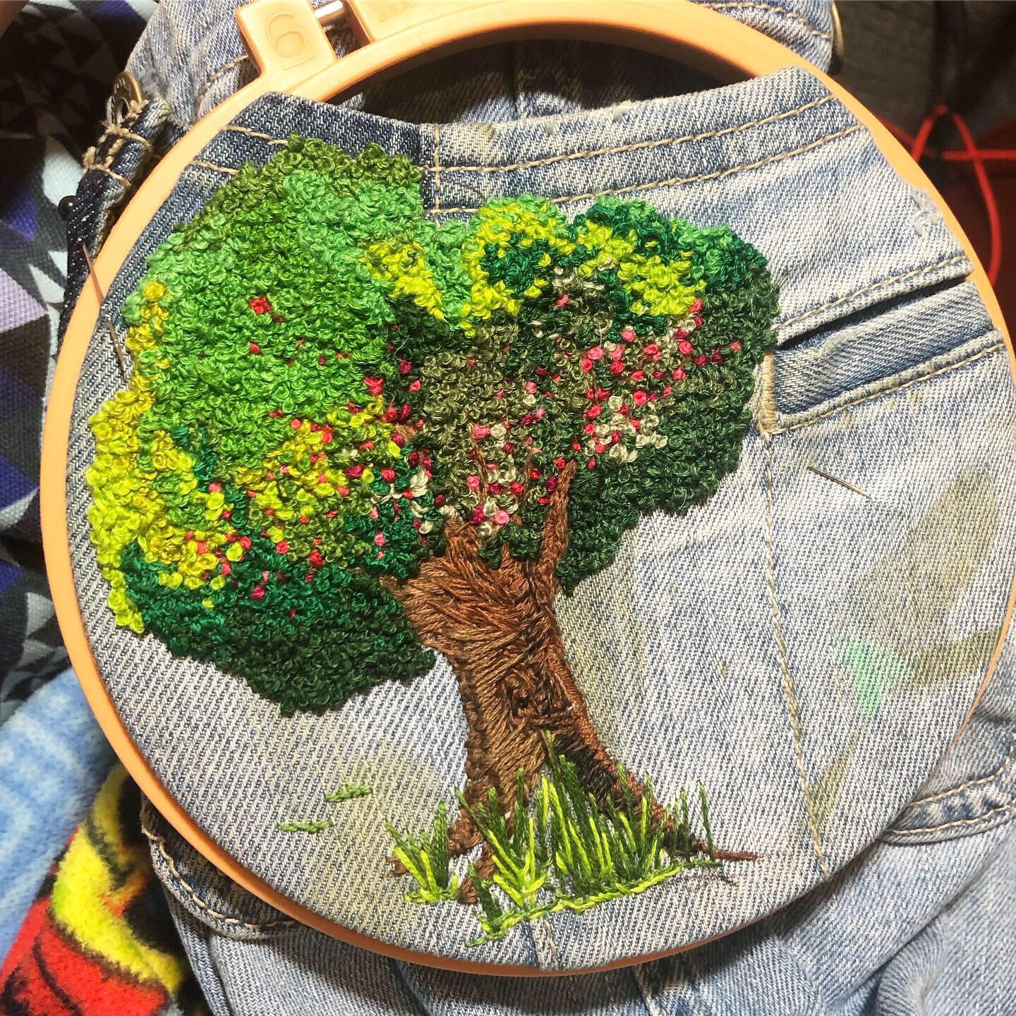 I’ve spent almost 2.5 months on this French knot flower tree I’m