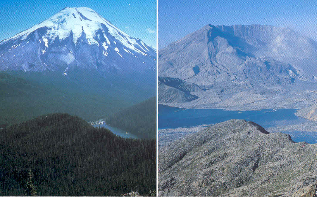 Mt St Helens before and after its 1980 eruption r/interestingasfuck