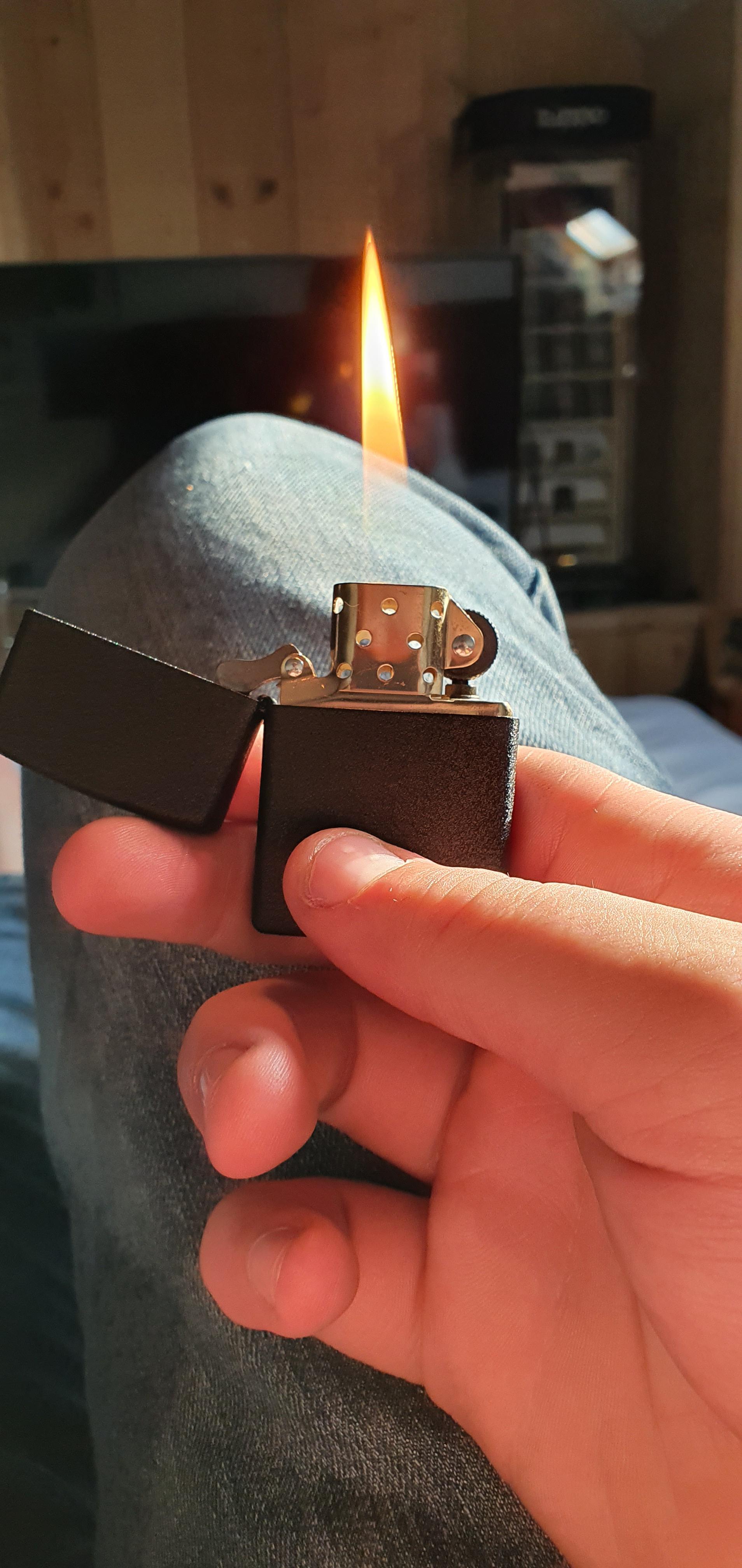 Black crackle zippo with brass insert. r/lighters