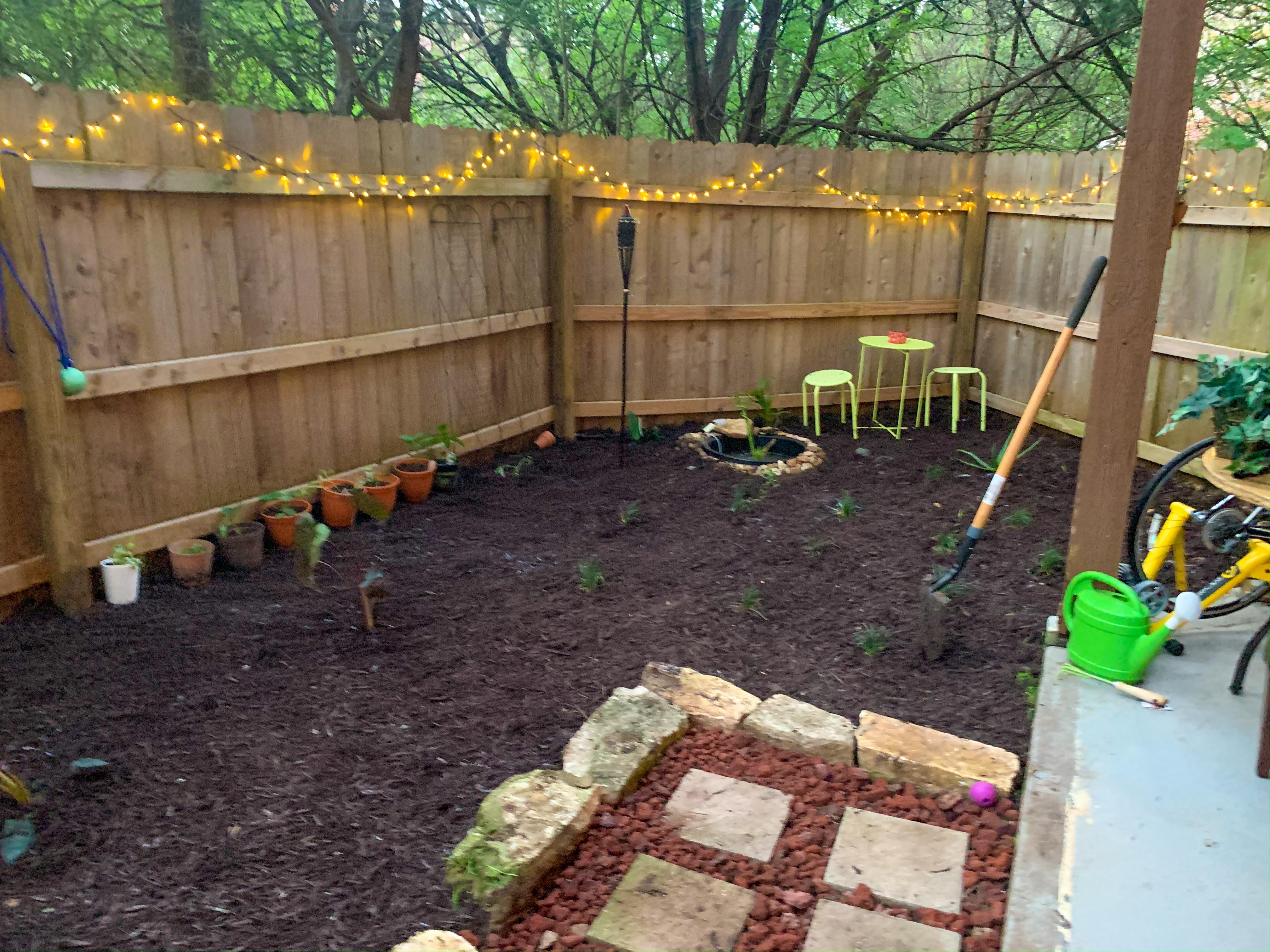 Spend the day of quarantine to redo our entire backyard area 🥺 pics