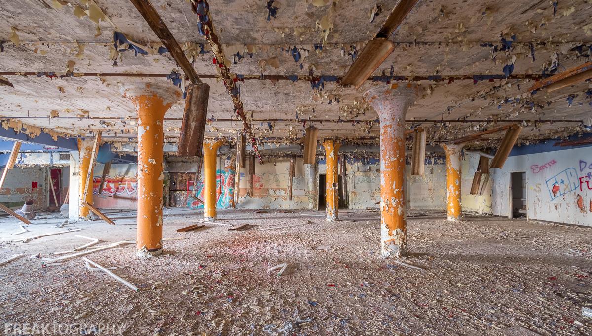 Crazy Peeling paint in an abandoned candy factory in London, Ontario