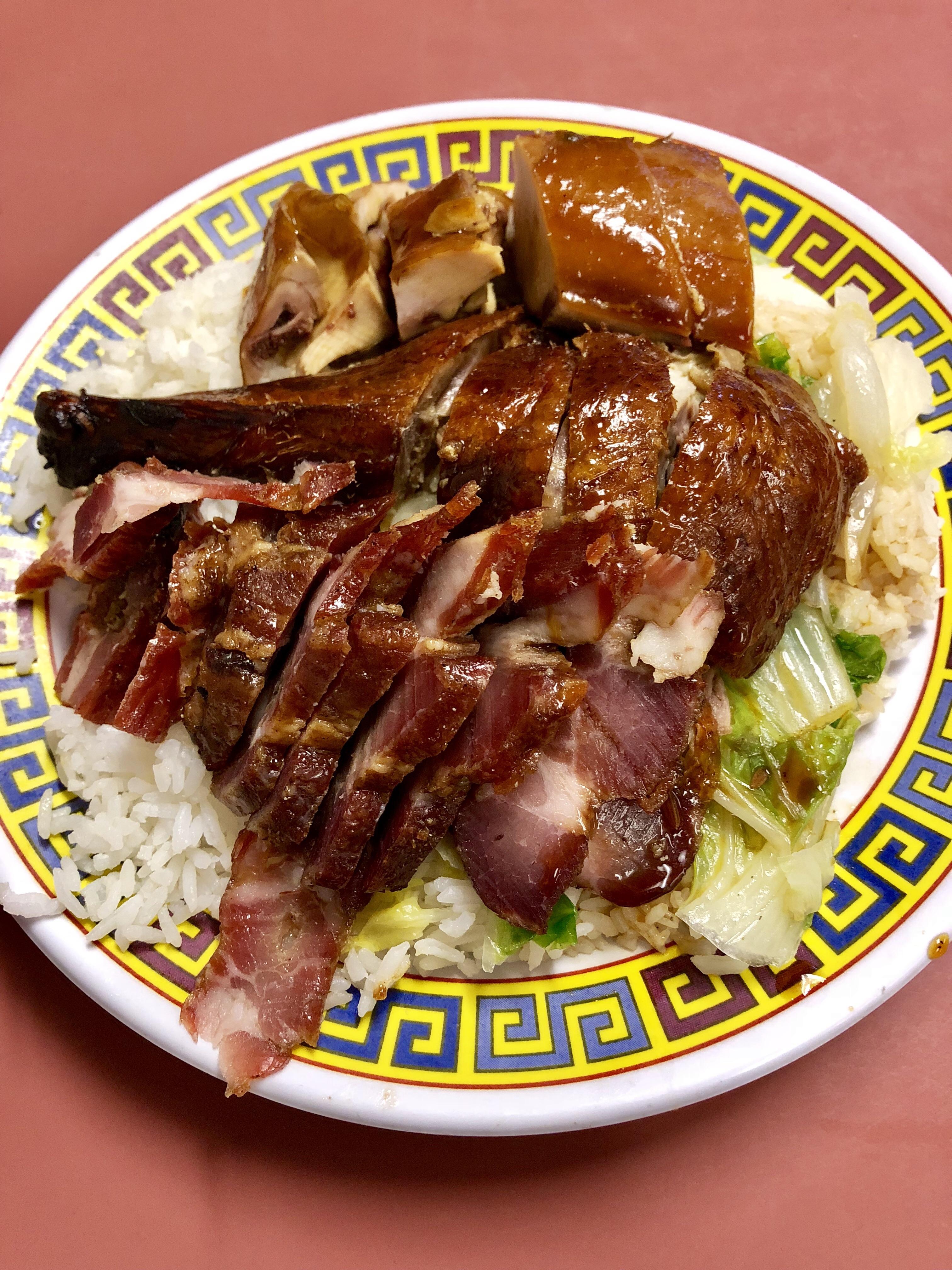 [I Ate] Triple Cantonese Roast Meats with Rice and Chinese Cabbage r/food