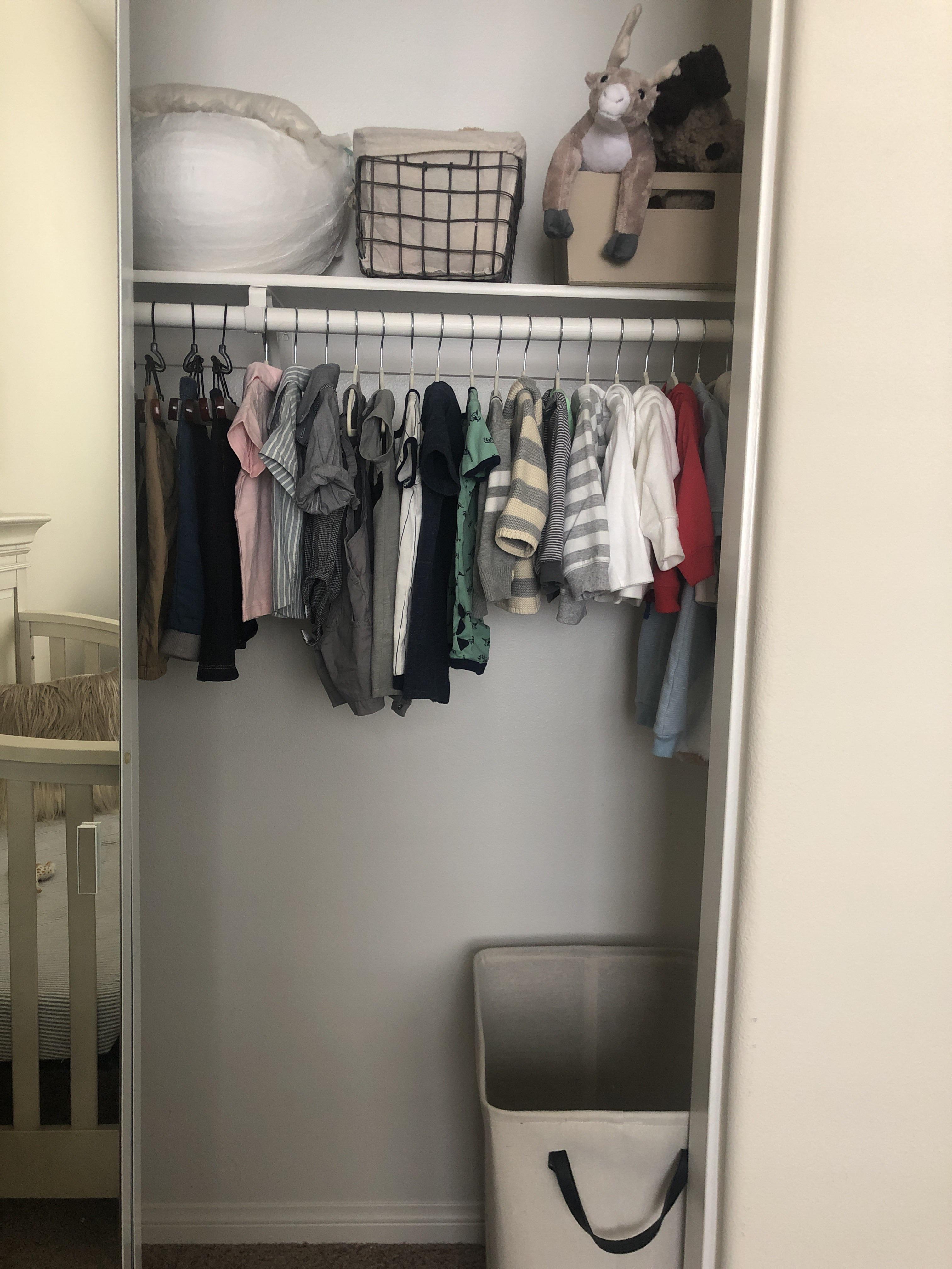 The MINImalist’s closet. Babies DO NOT need so much junk. I love clear