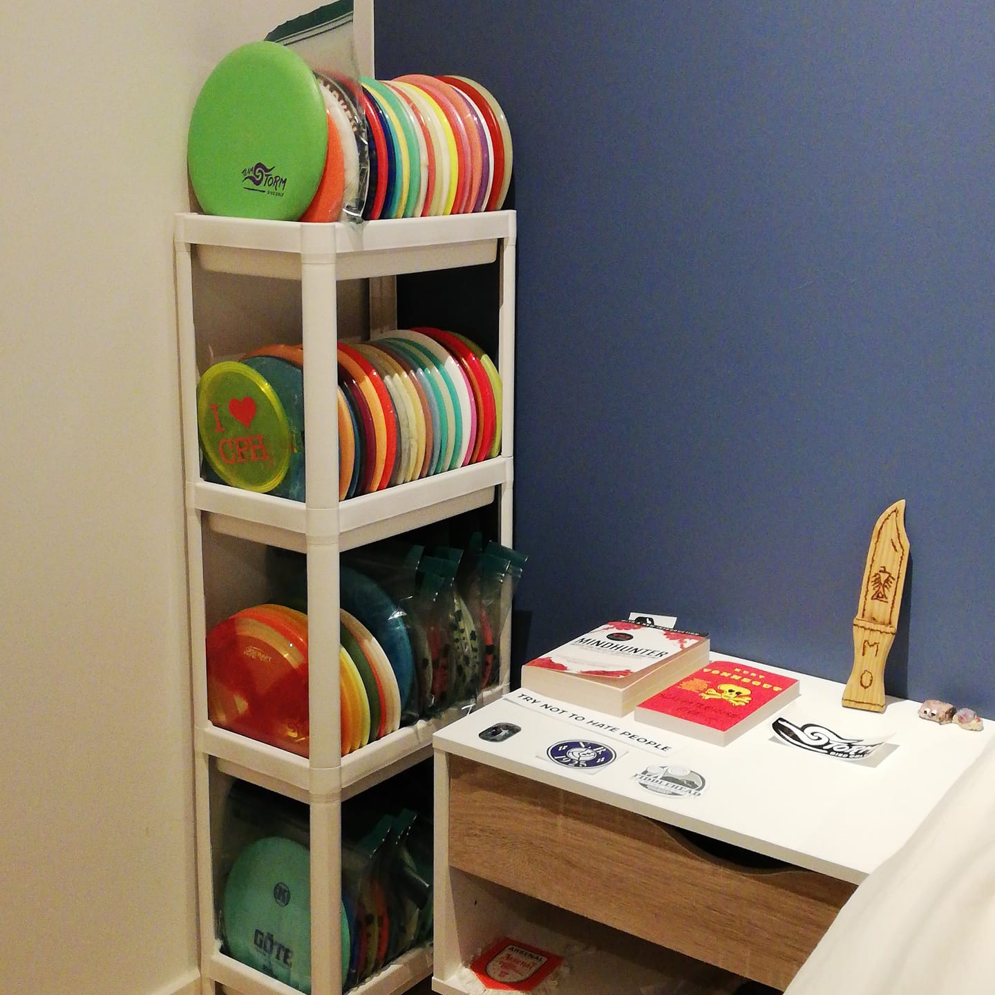 Disc Storage Ikea "Vesken". Originally designed for the bathroom