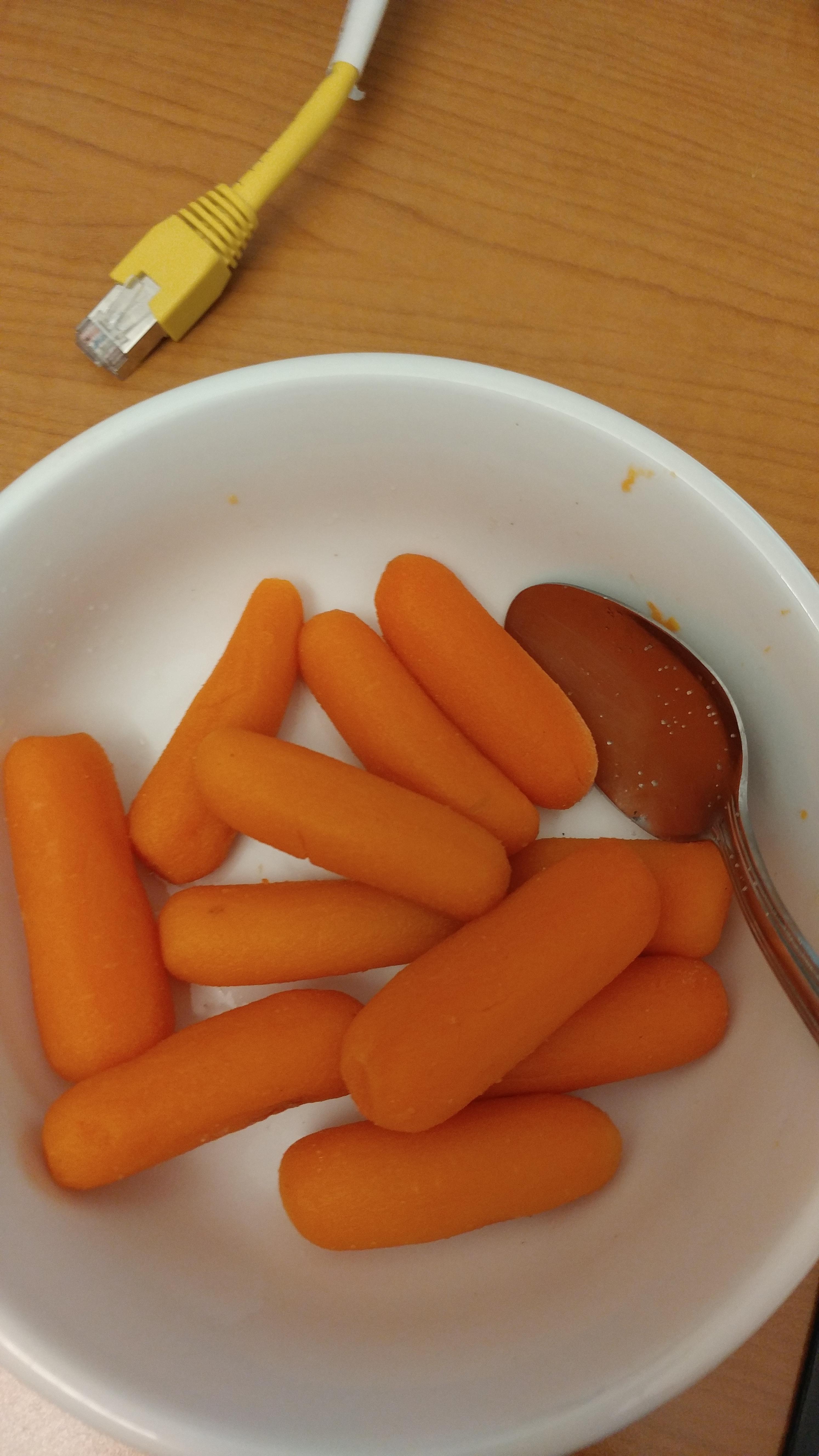 Had raw baby carrots planned for a work snack but they hurt my jaw. Tried steaming them in the