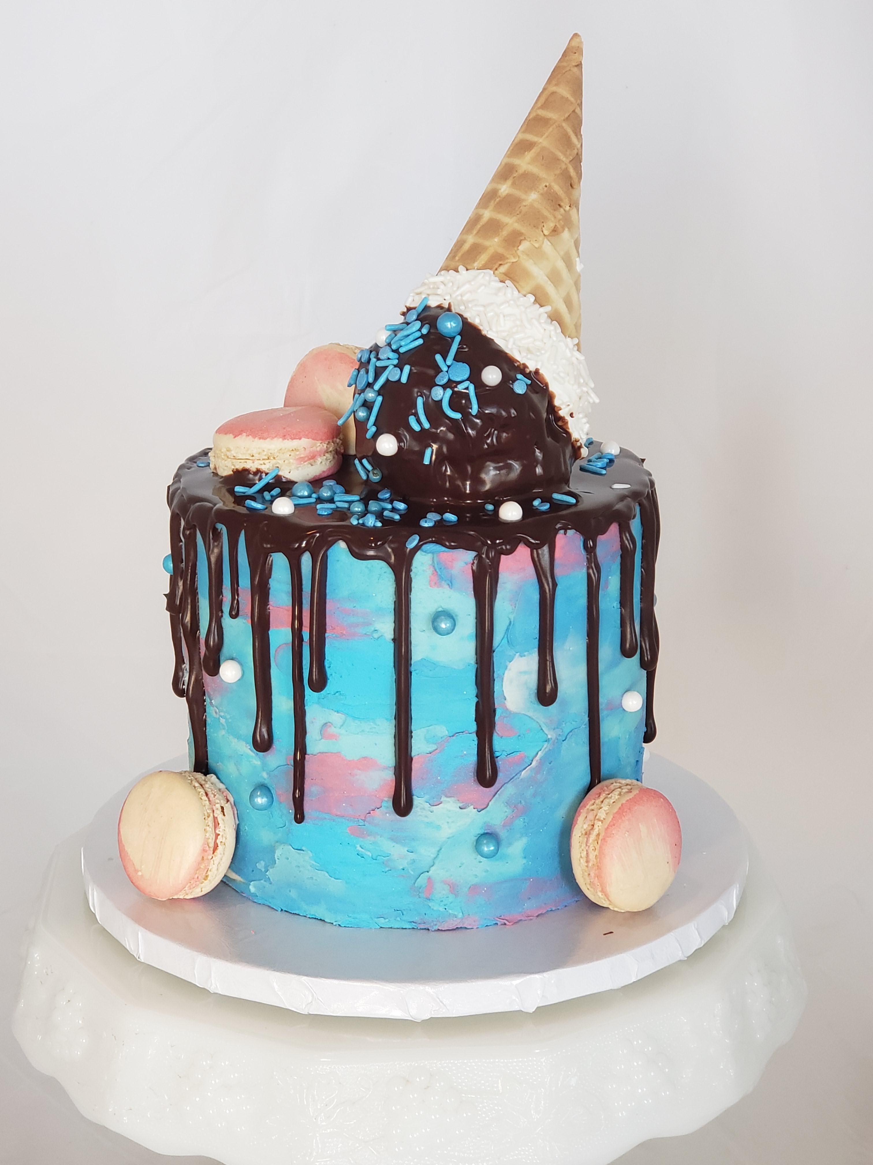 Dropped ice cream cone cake! Always fun to make. r/cakedecorating