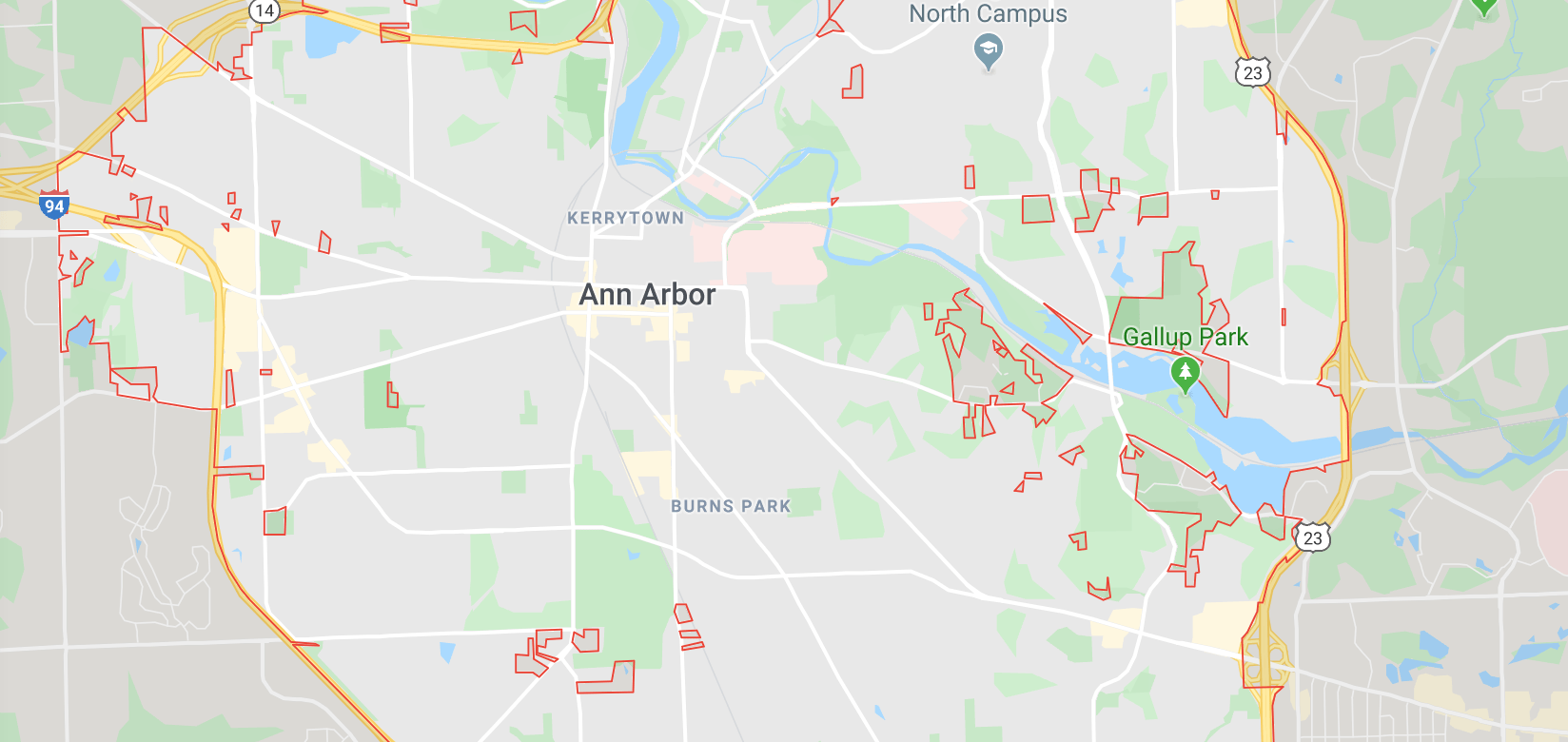 what are the red areas within the city limits? I haven't been able to