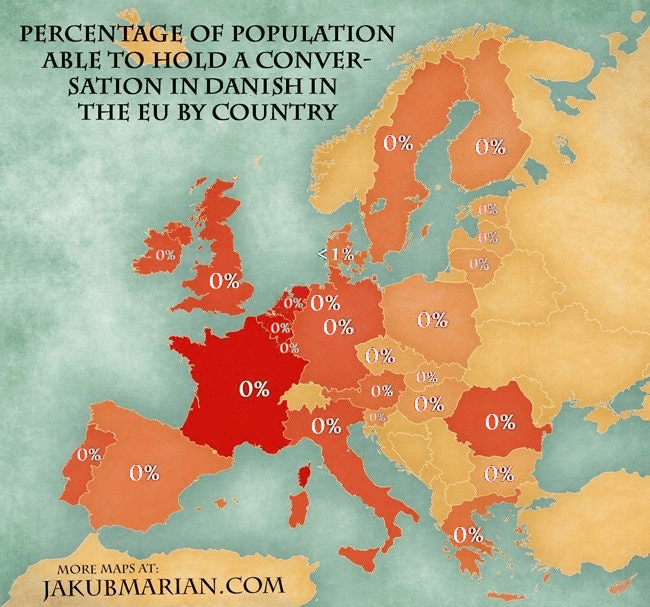 Percentage of people in the EU that can hold a conversation in Danish