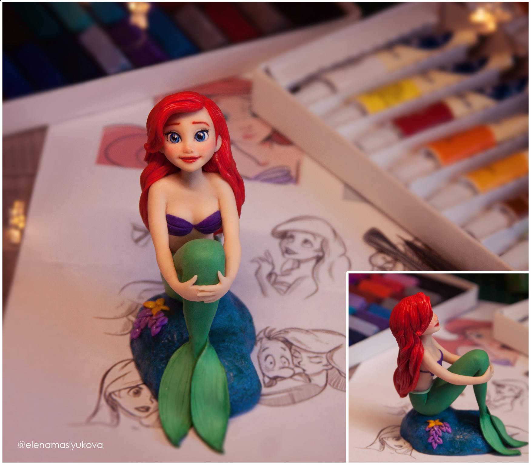 My Ariel. Colored polymer clay. r/crafts
