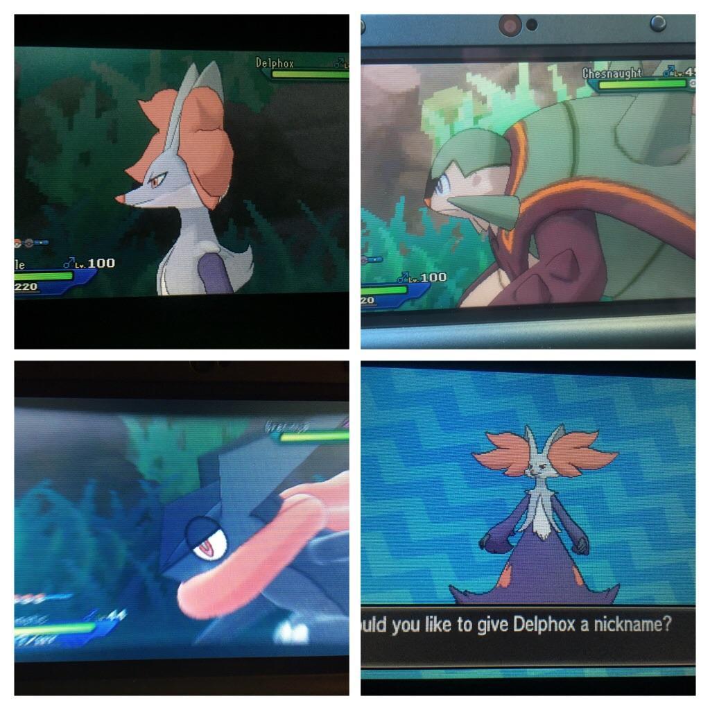 [7] Last night shiny Delphox to complete the trio 218 encounters. Got all 3 in 8 days. Enjoy