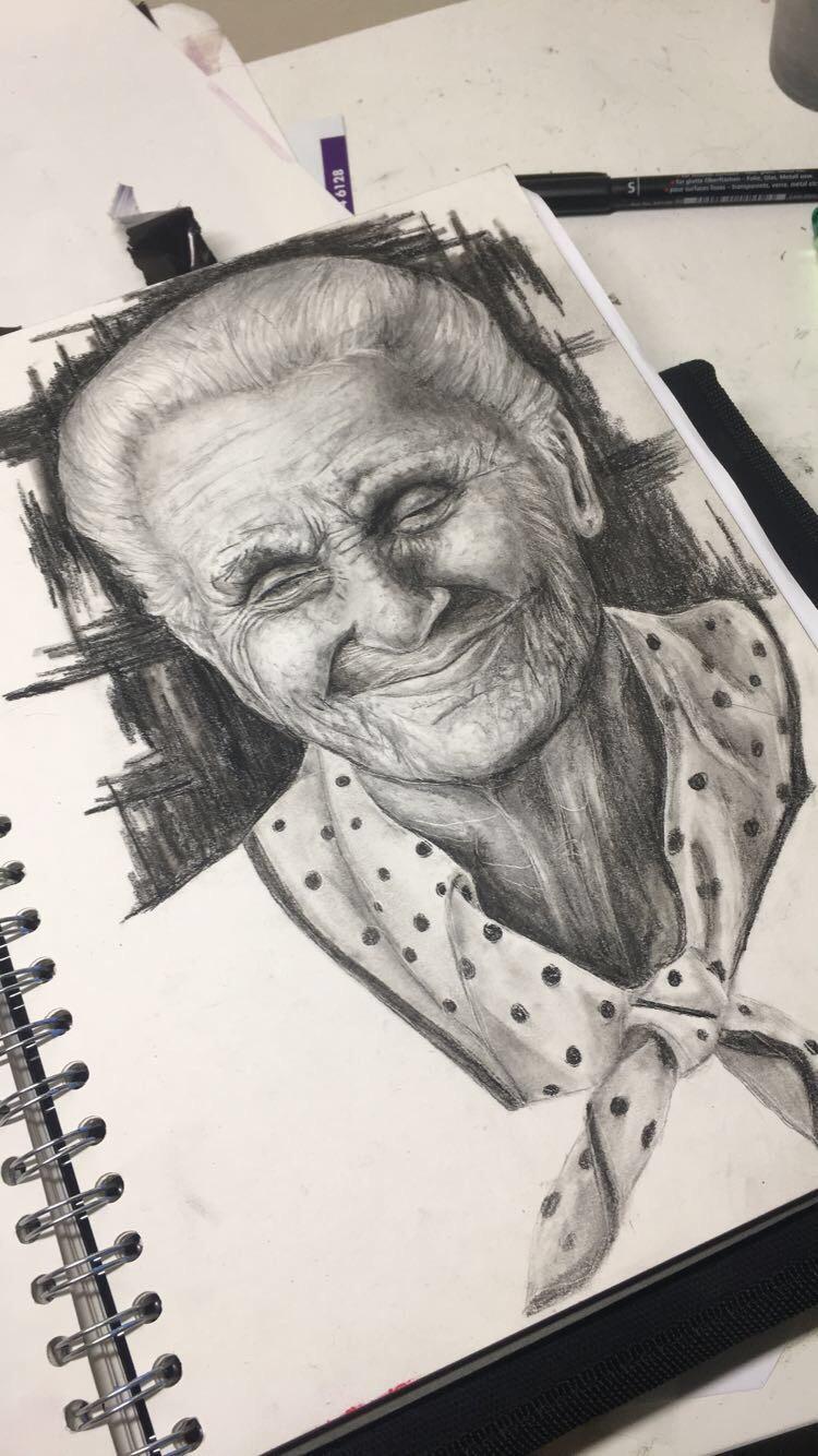 A graphite and charcoal drawing for my gcse Sketchbook. New to using charcoal and would love