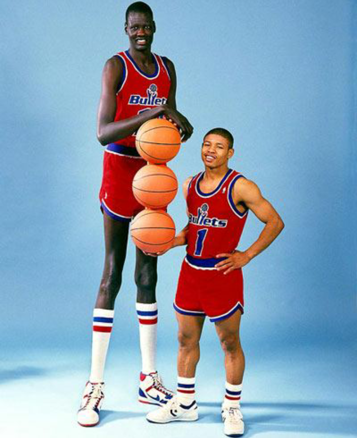 In the 19871988 NBA season, Manute Bol and Muggsy Bogues, the tallest