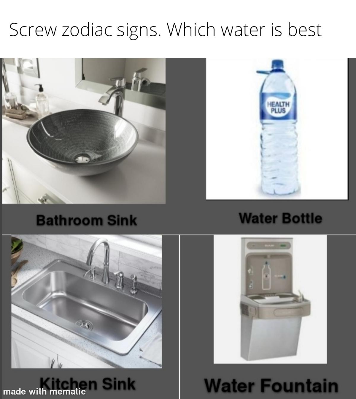 It's always nice to get a crisp cup of bathroom sink water. That's my