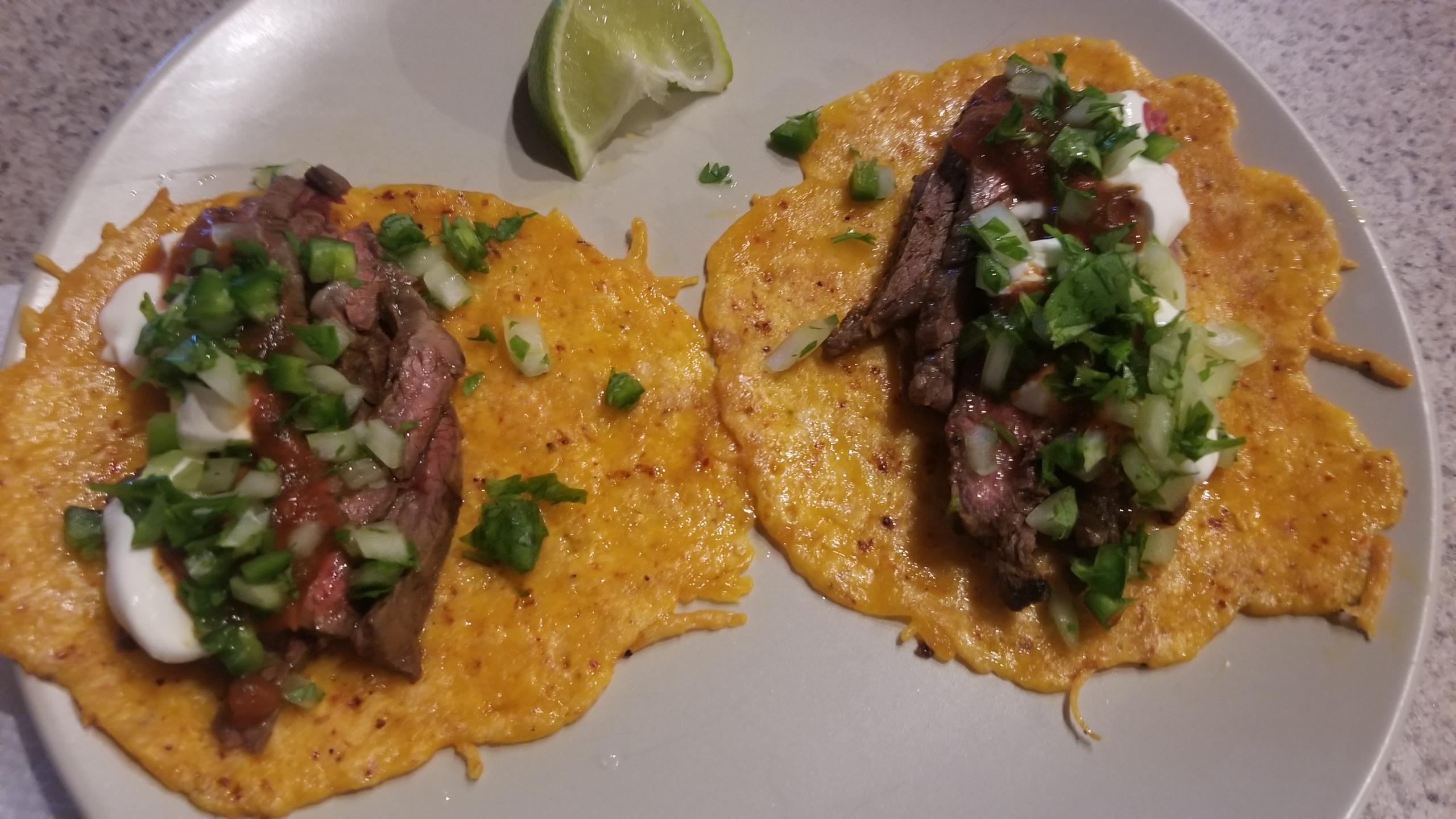 Keto Tacos w/ Cheddar and cream cheese tortillas. r/ketorecipes