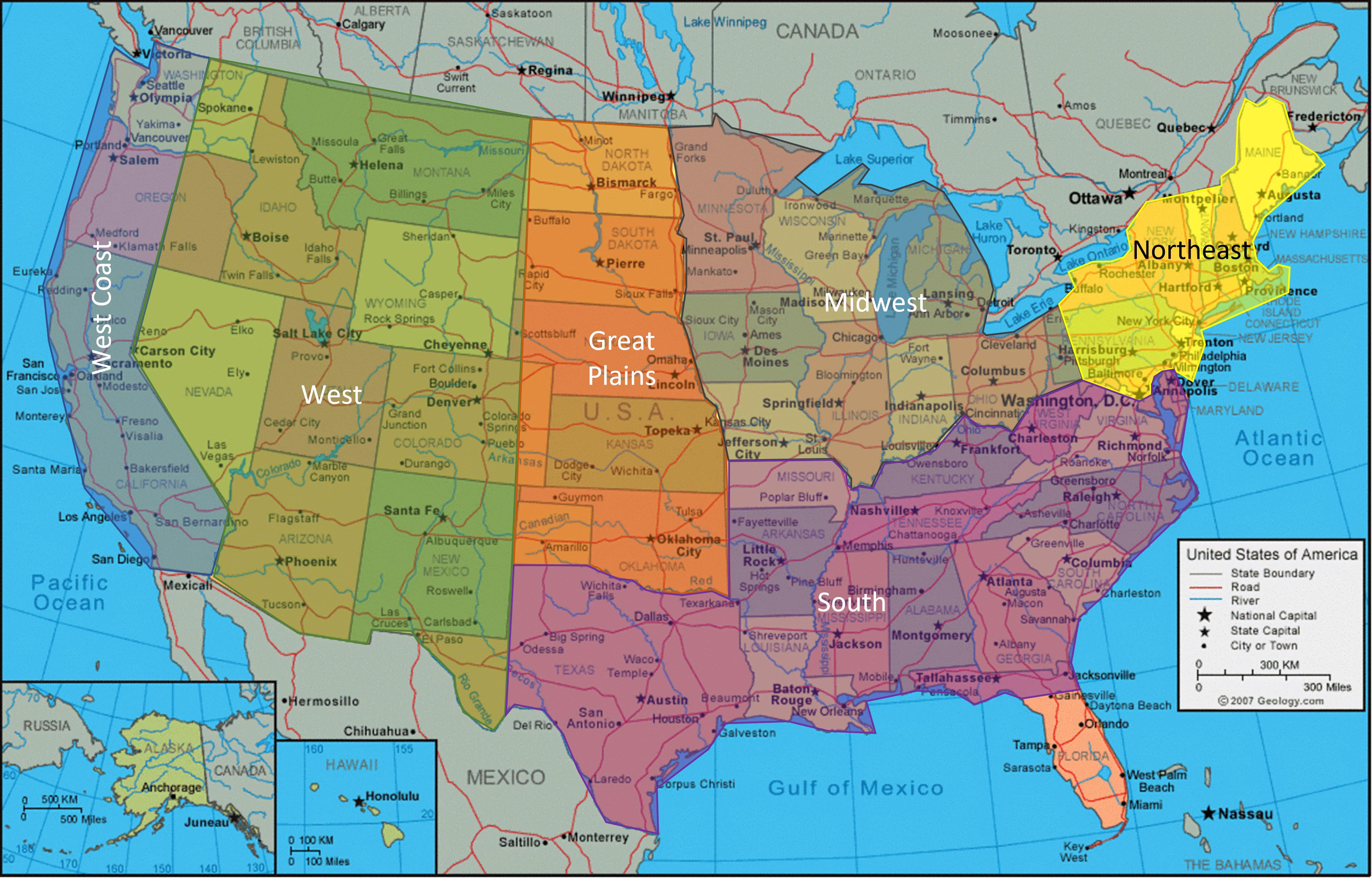 How I would cut up the US into broad cultural regions. Obviously you