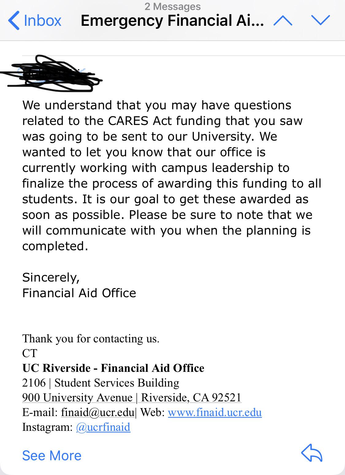All UCR students WILL receive a stimulus check thanks to the college