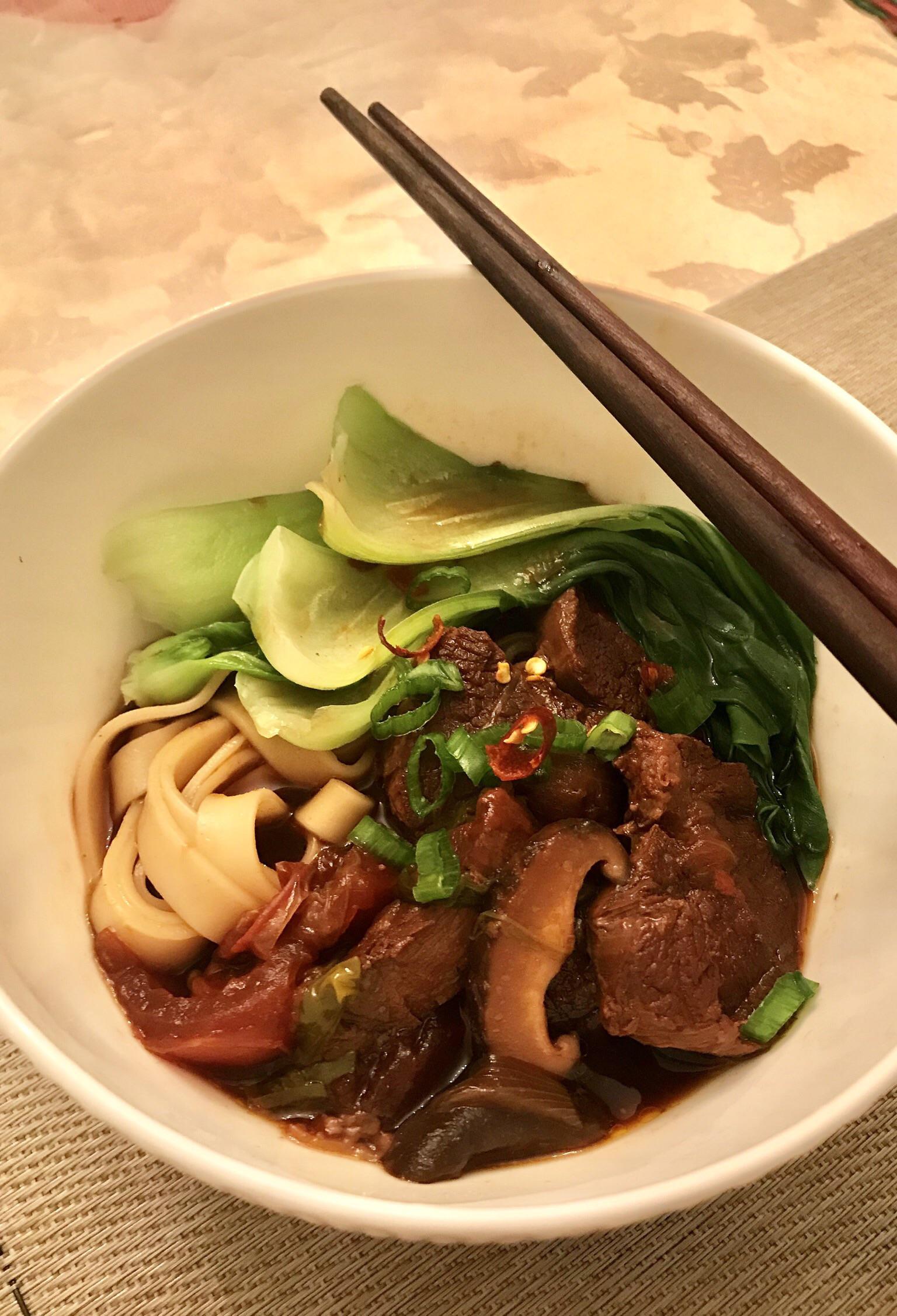 [Homemade] Taiwanese beef noodle soup r/food
